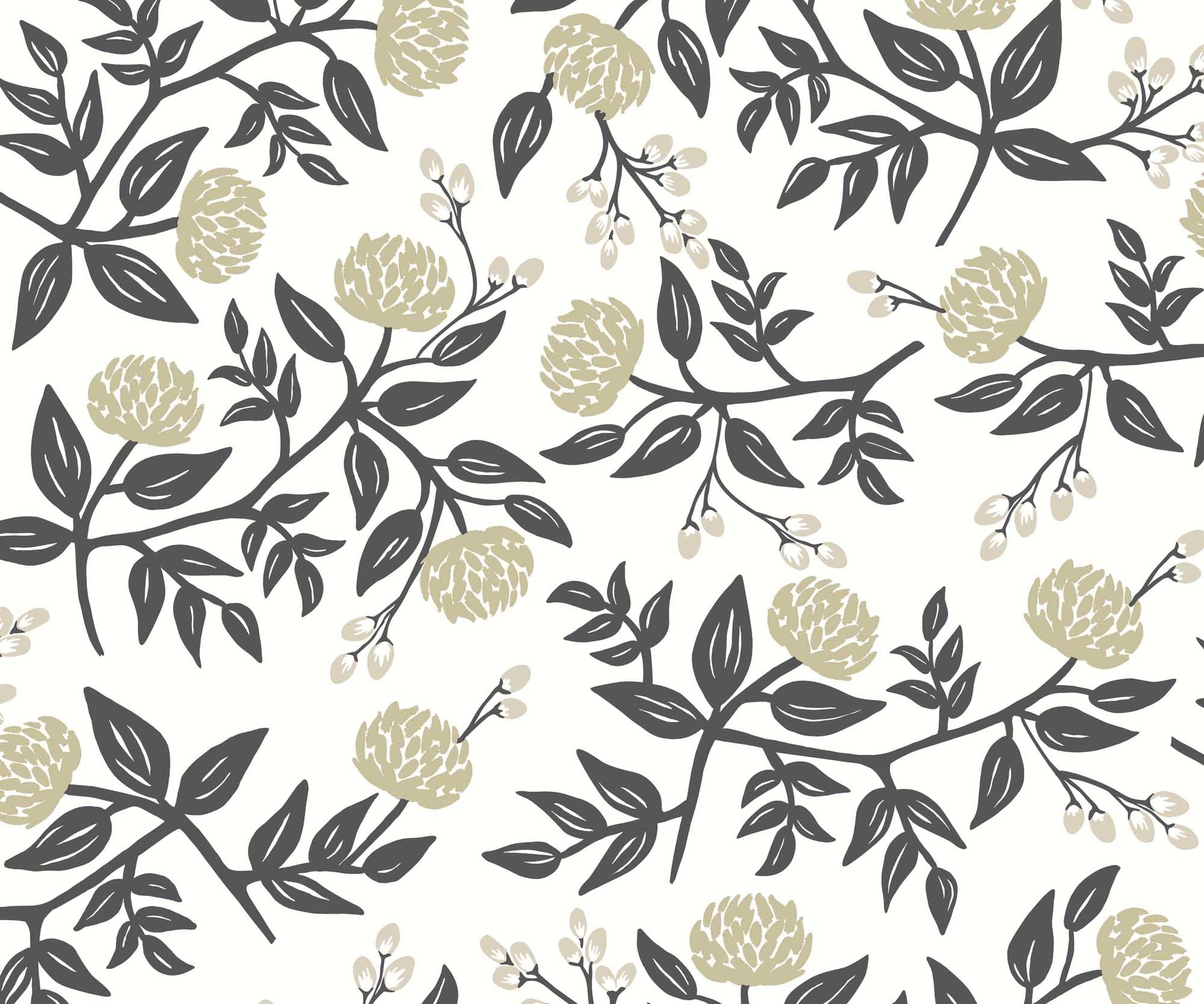 Peonies Wallpaper - White & Black