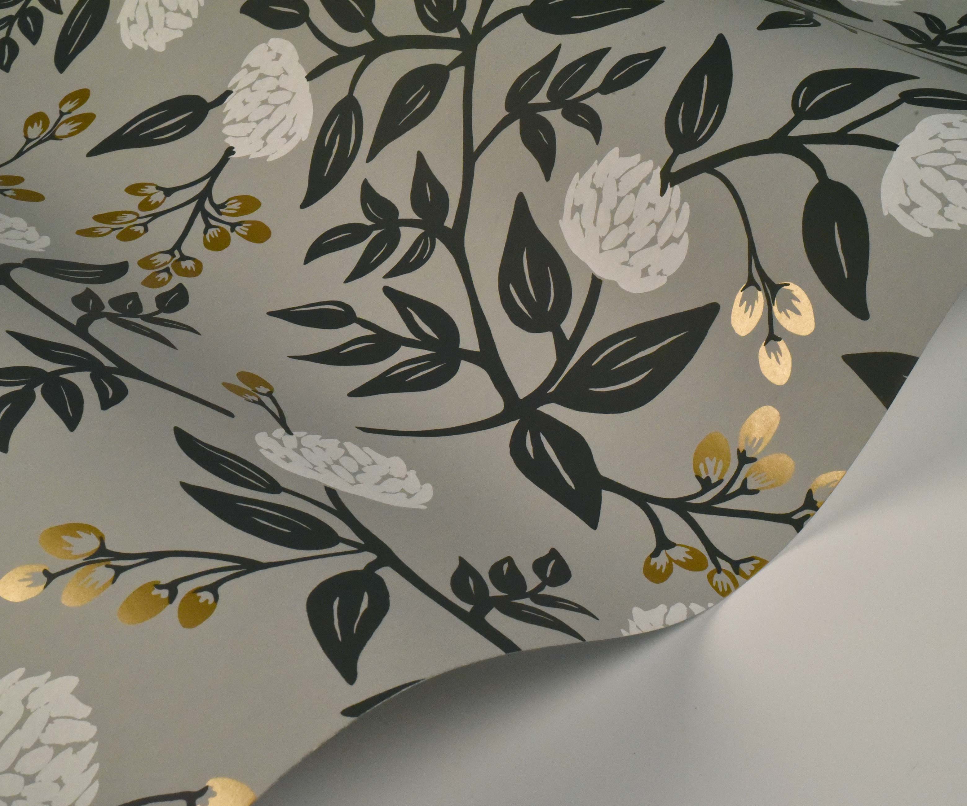 Peonies Wallpaper Sample - Grey