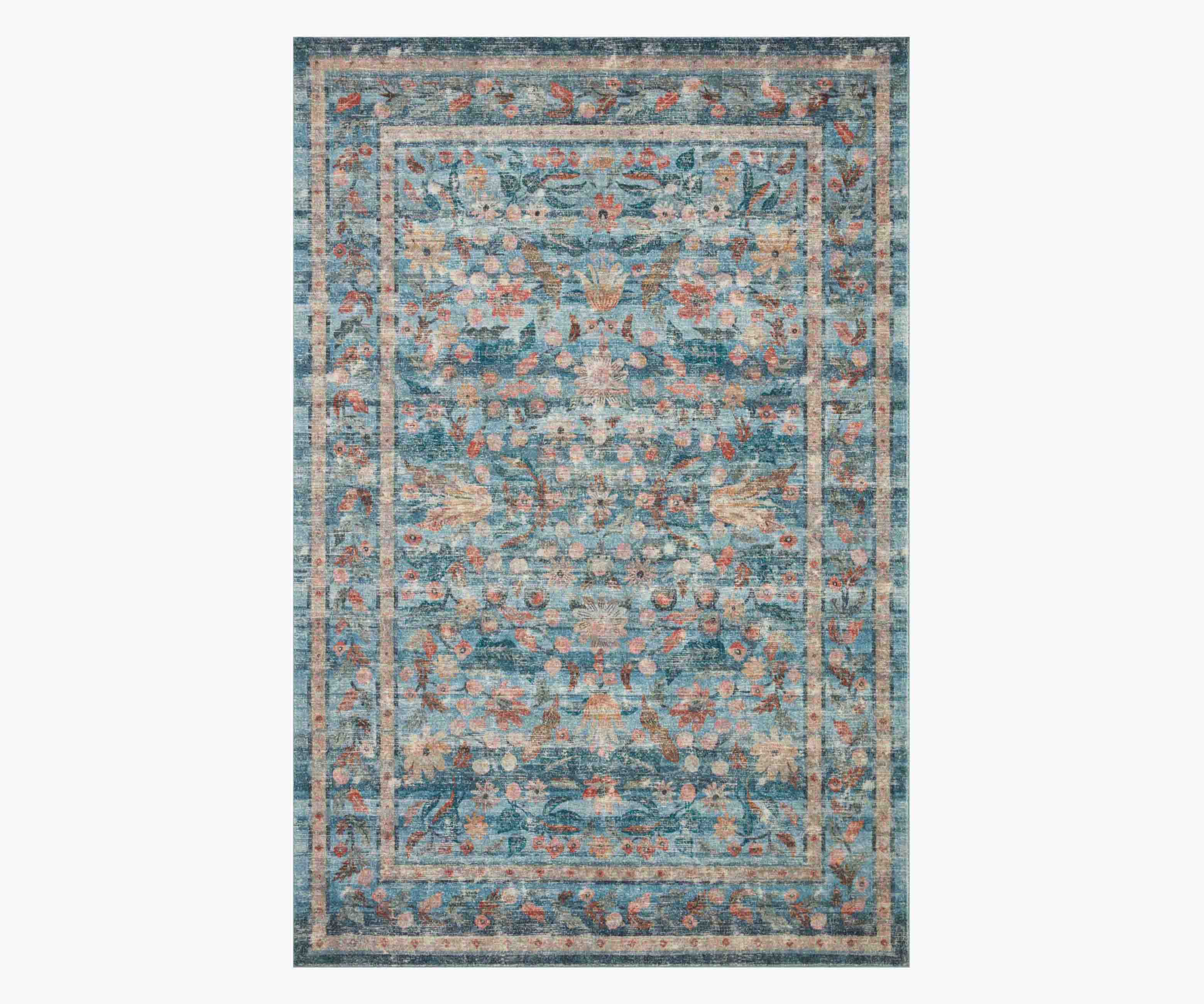 Courtyard Eve Printed Rug - Blue