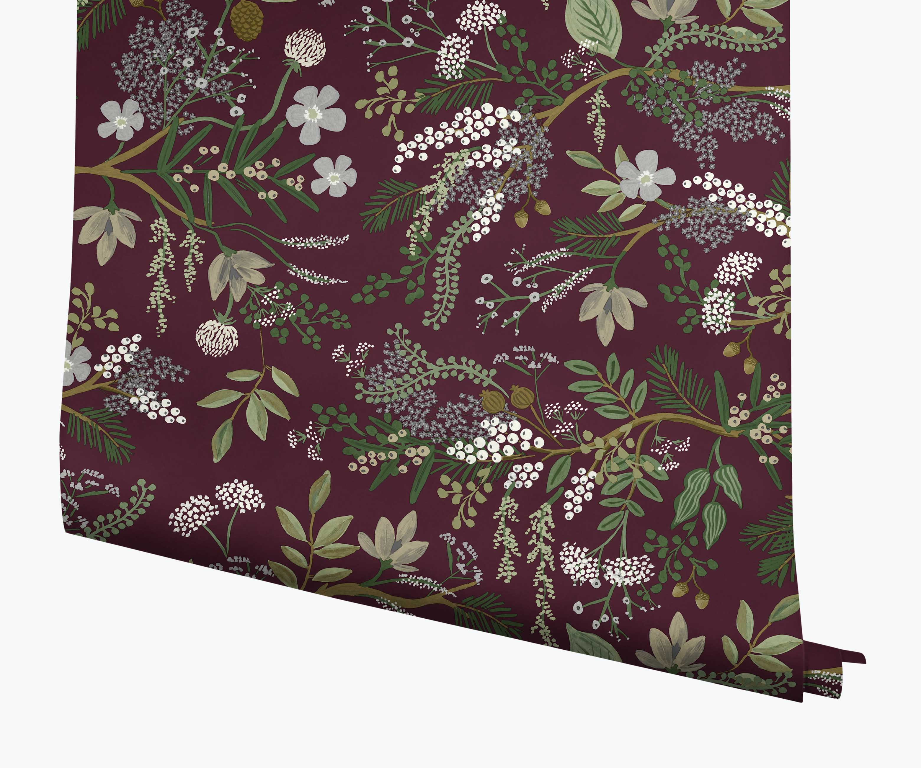 Juniper Forest Wallpaper - Burgundy