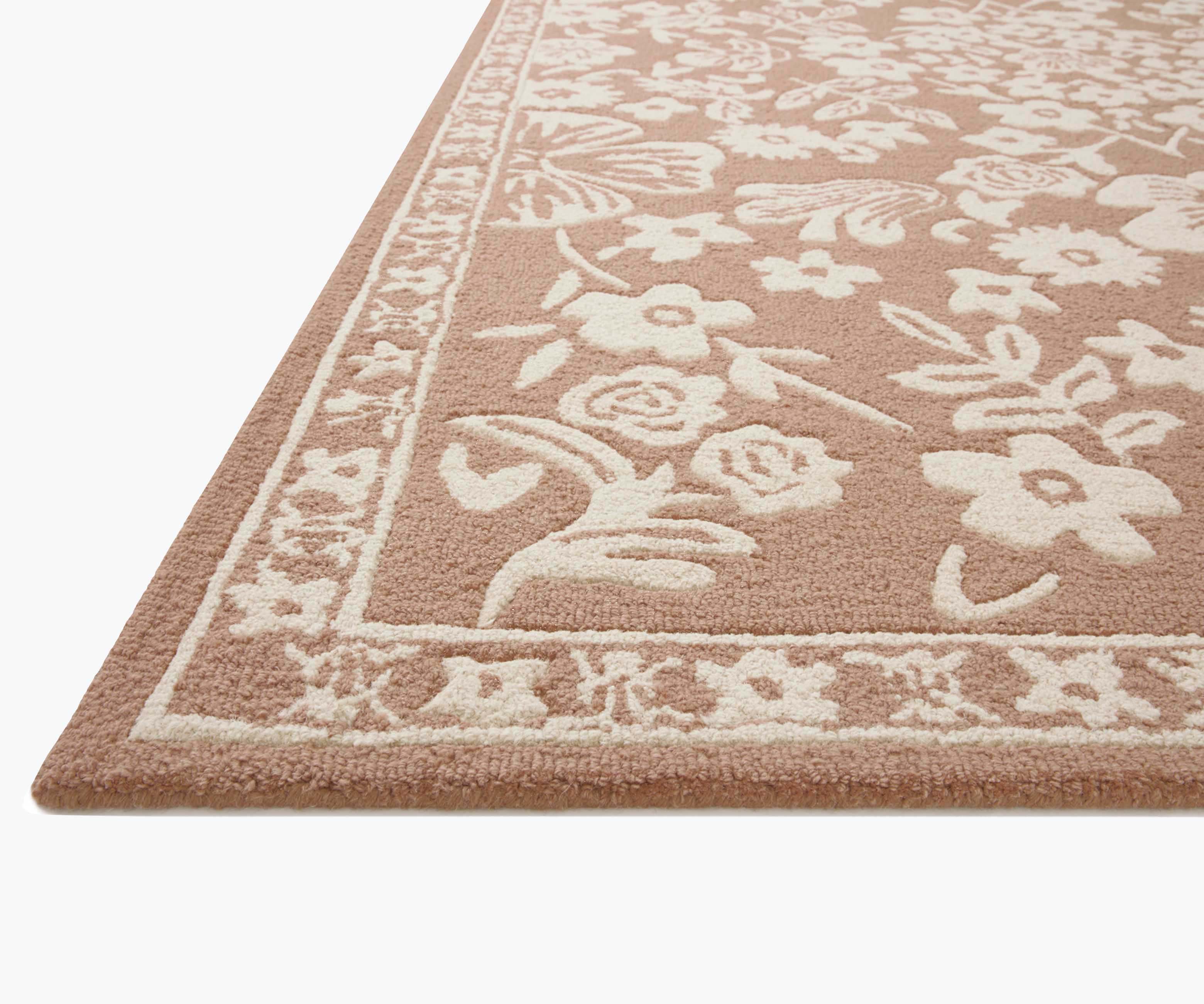 Arboretum Rose Garden Wool-Hooked Rug - Rust