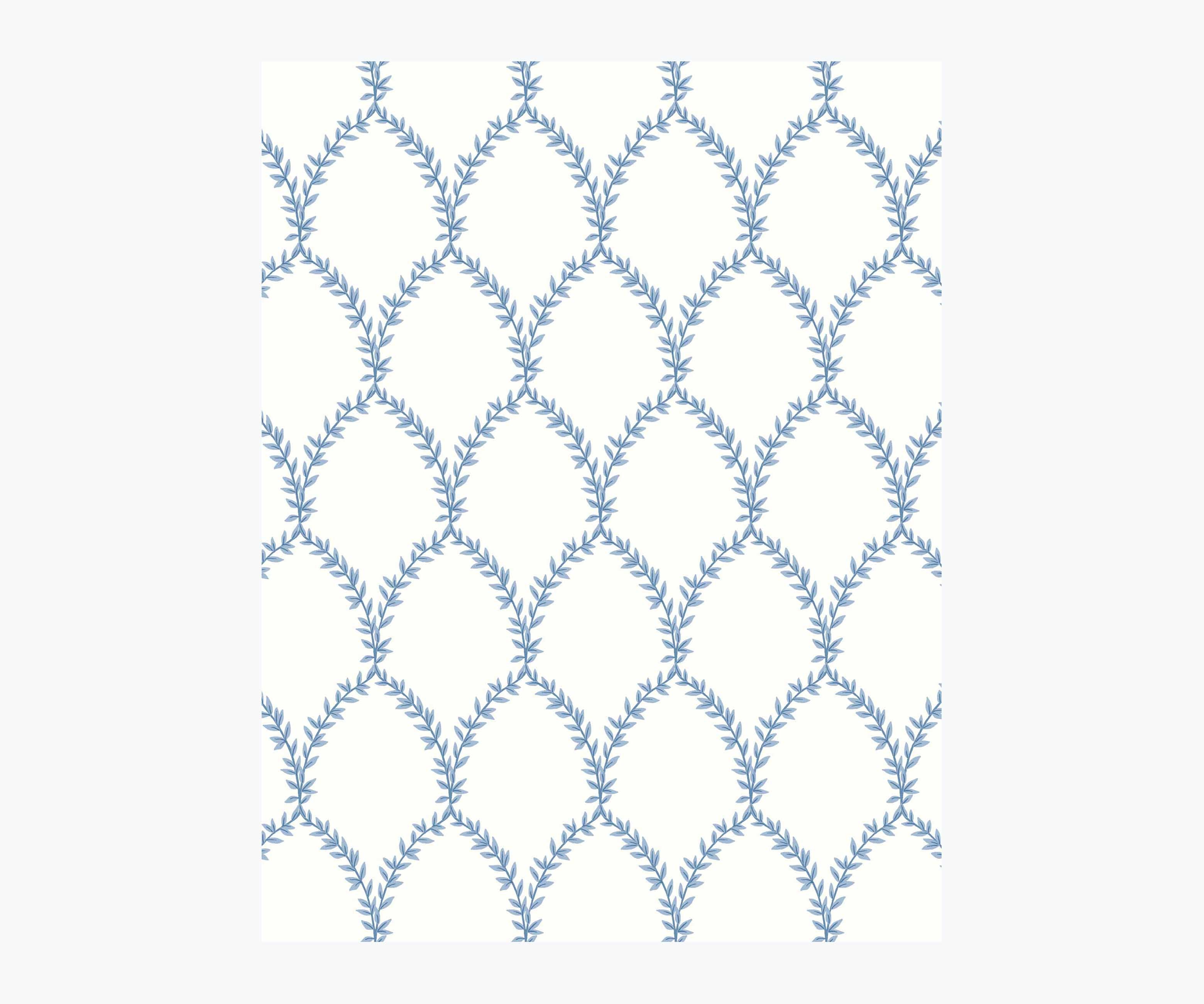 Laurel Wallpaper Sample - Blue & White