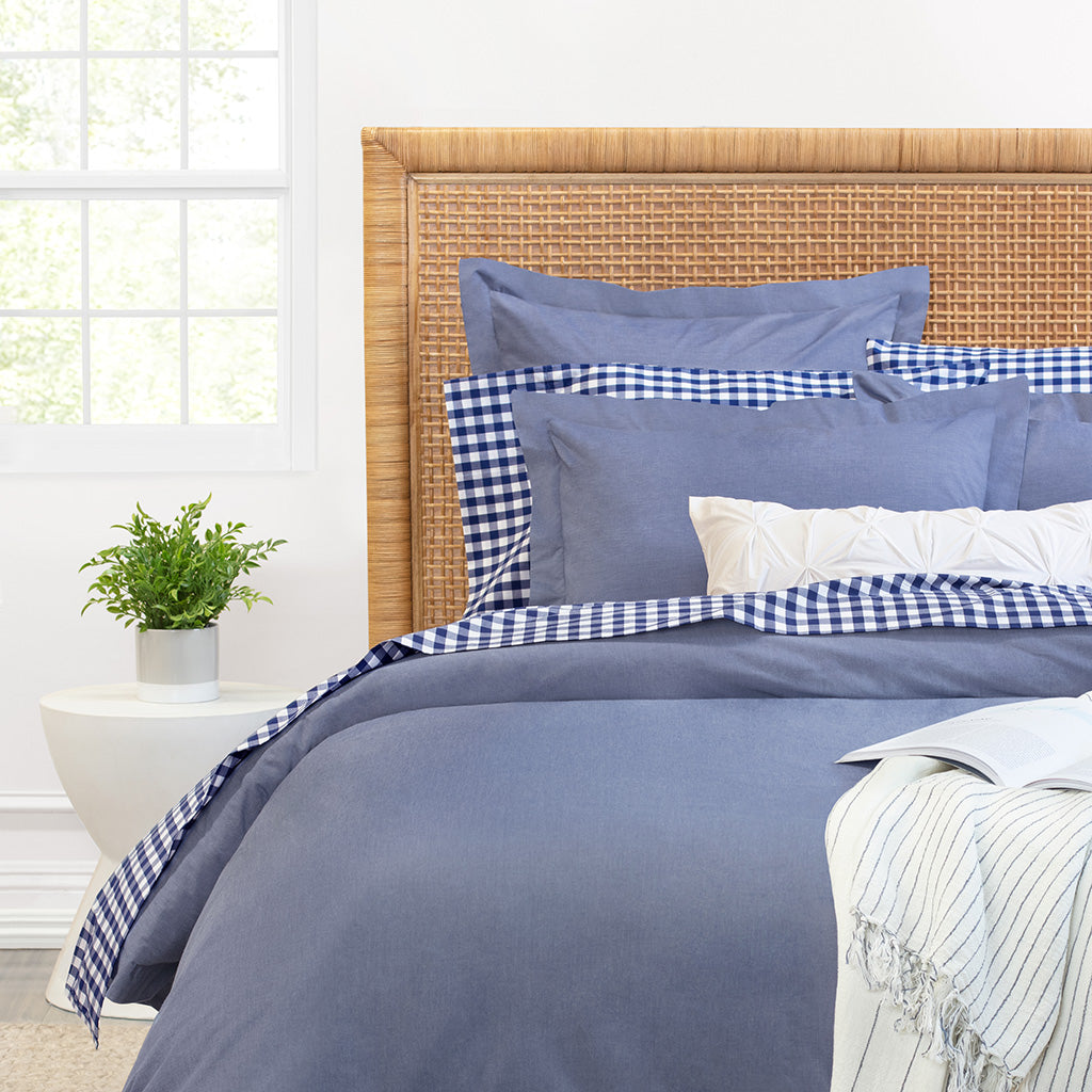 Navy Blue Small Gingham Fitted Sheet