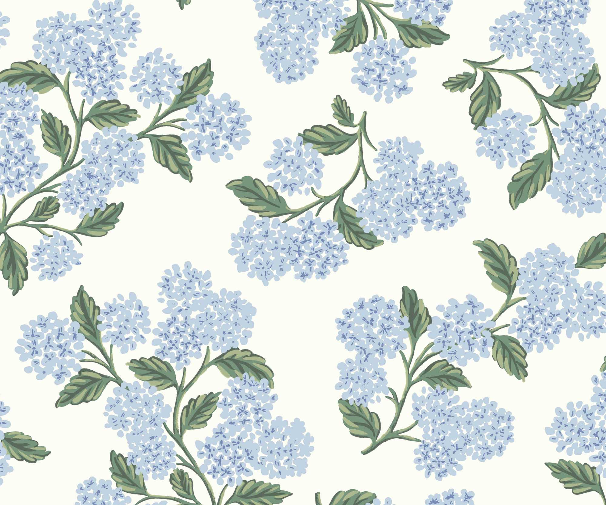 Hydrangea Wallpaper - Blue & White