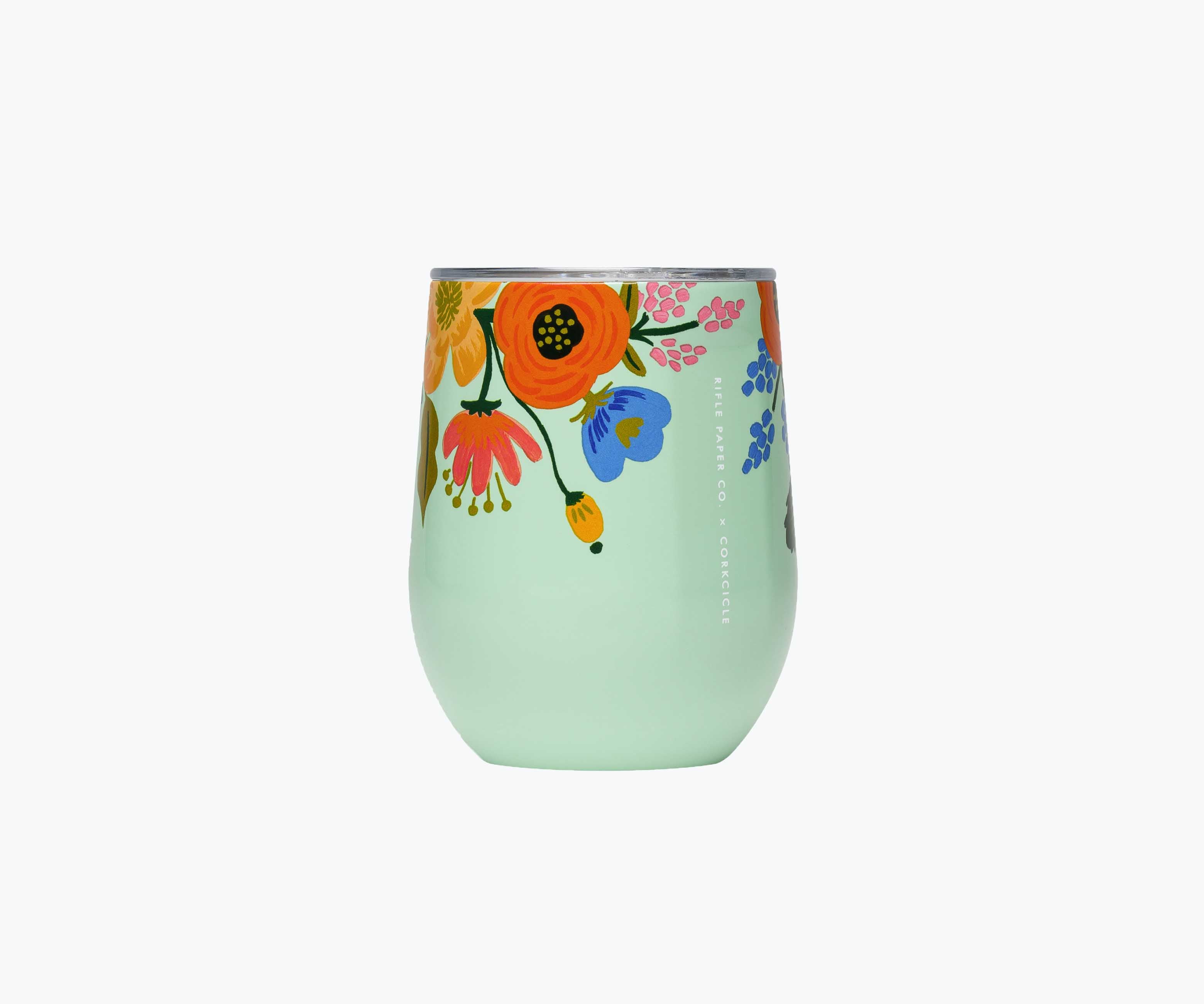 Stemless Wine Cup - Lively Floral Mint