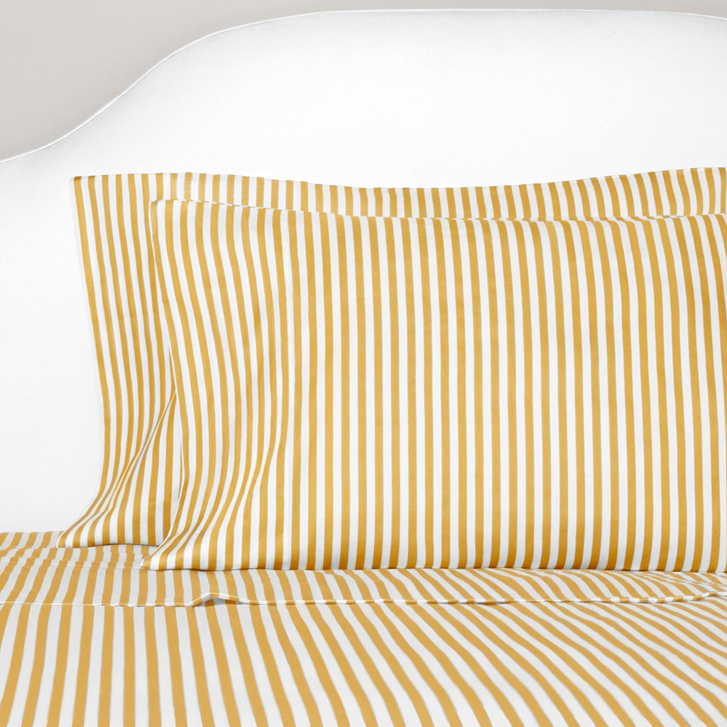 Ochre Striped Flat Sheet