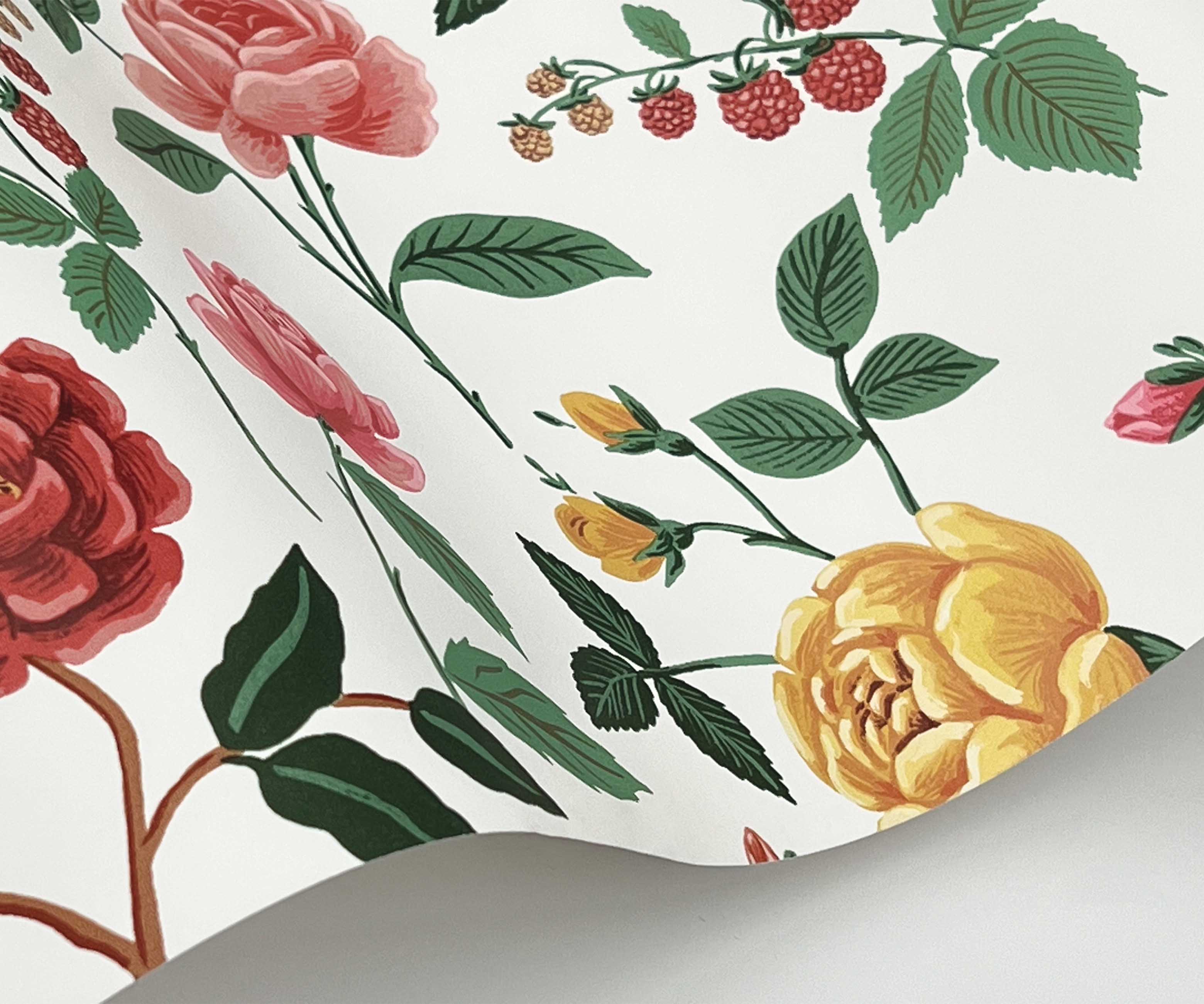 Roses Wallpaper - White & Blush