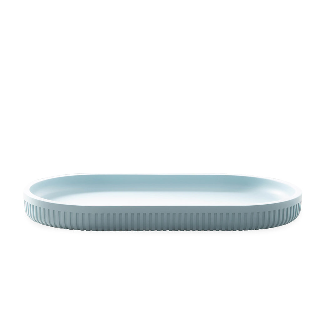 Modern Ribbed Blue Bath Accessories, Tray