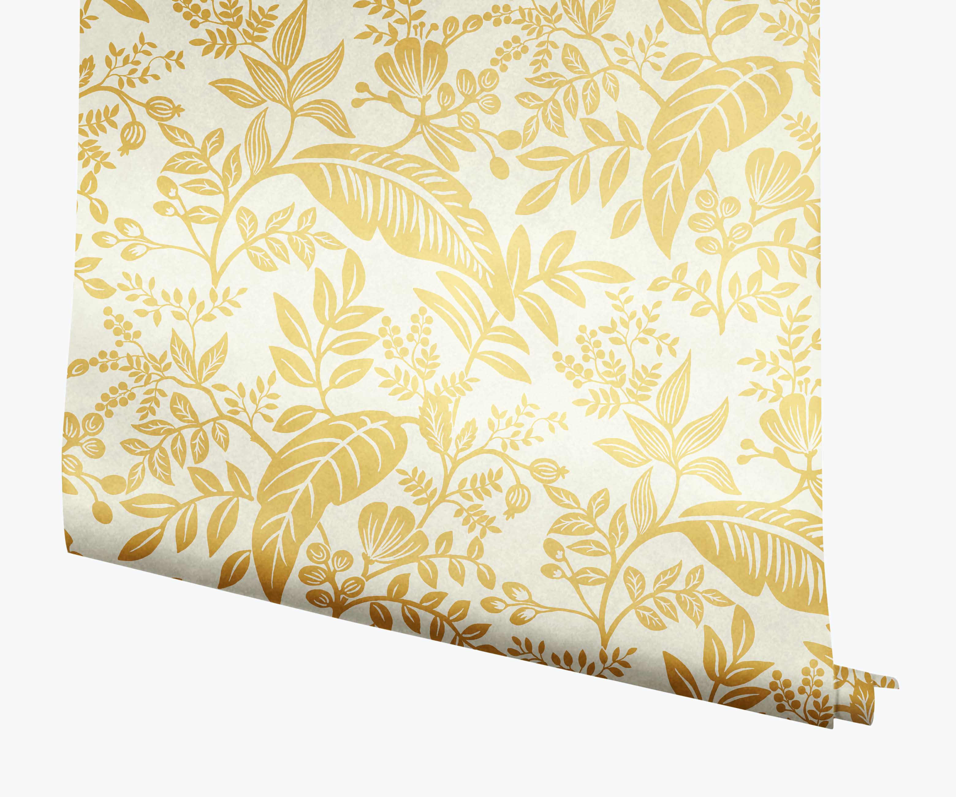 Canopy Wallpaper - Metallic Gold & White