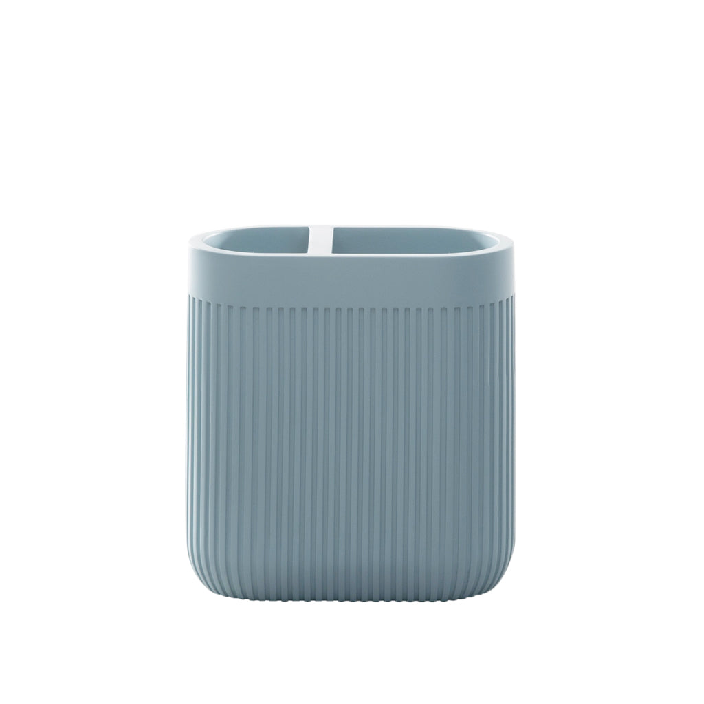 Modern Ribbed Blue Bath Accessories, Toothbrush Holder