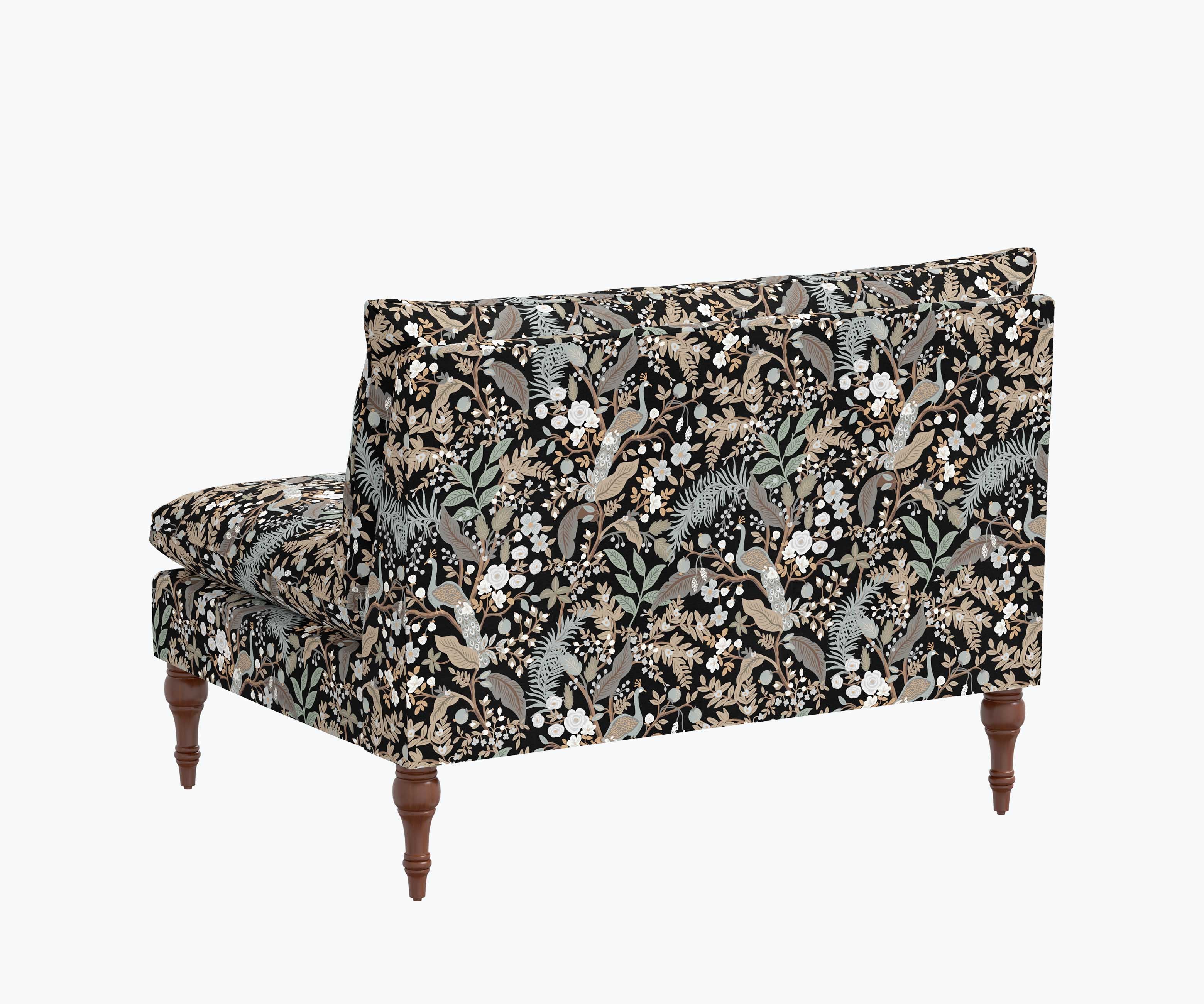 Louie Settee - Peacock Garden Black