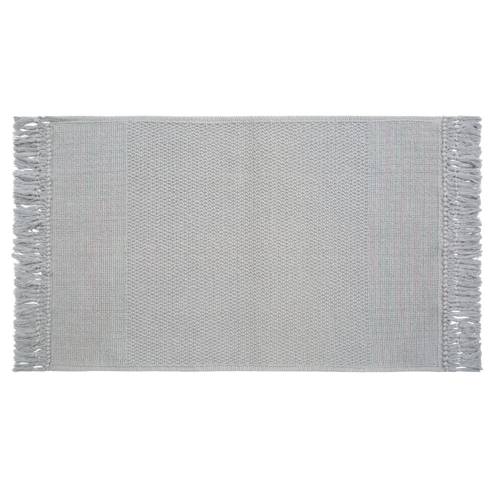 The Grey Fringed Textured Bath Mat