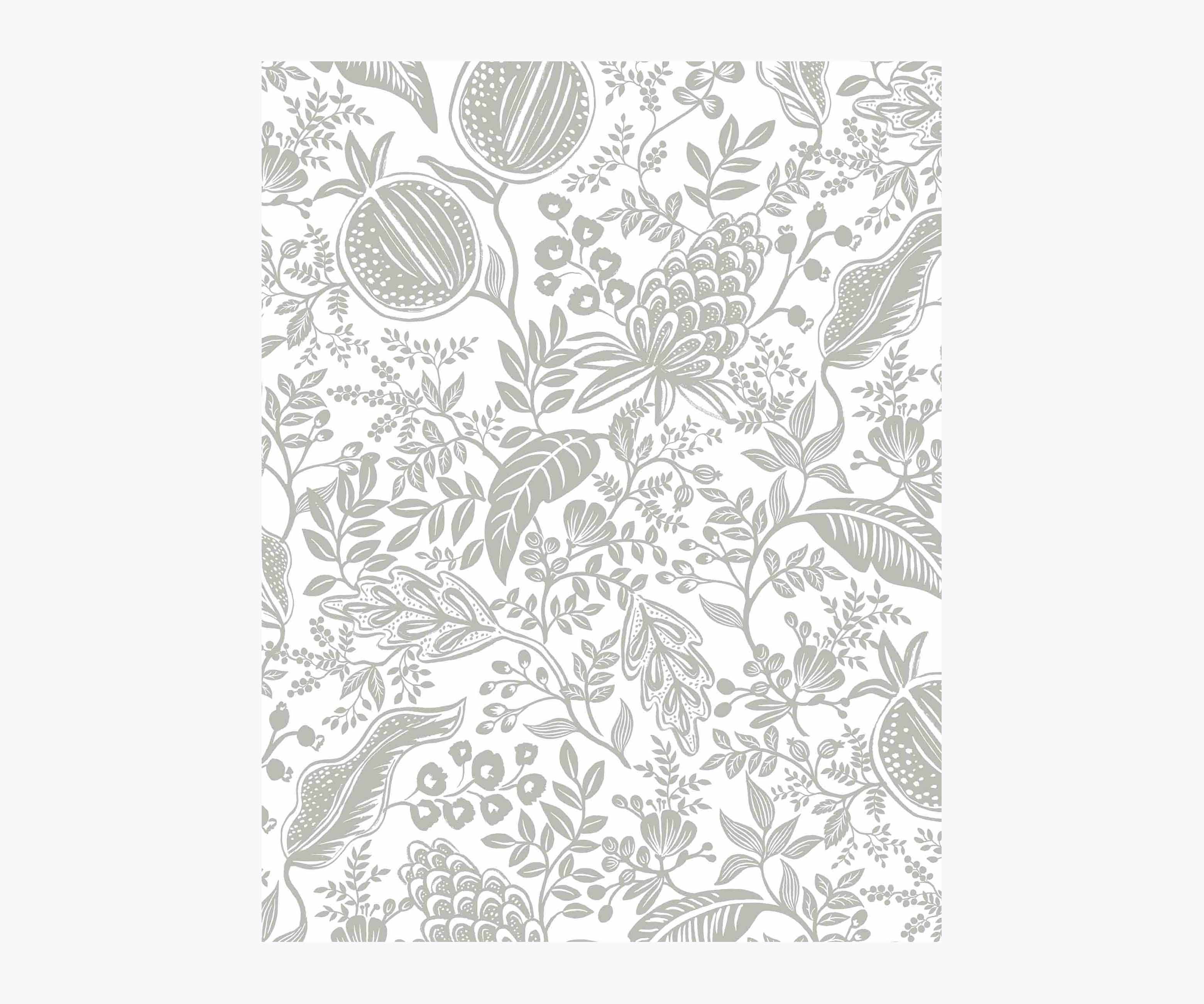 Pomegranate Wallpaper Sample - White & Metallic Silver