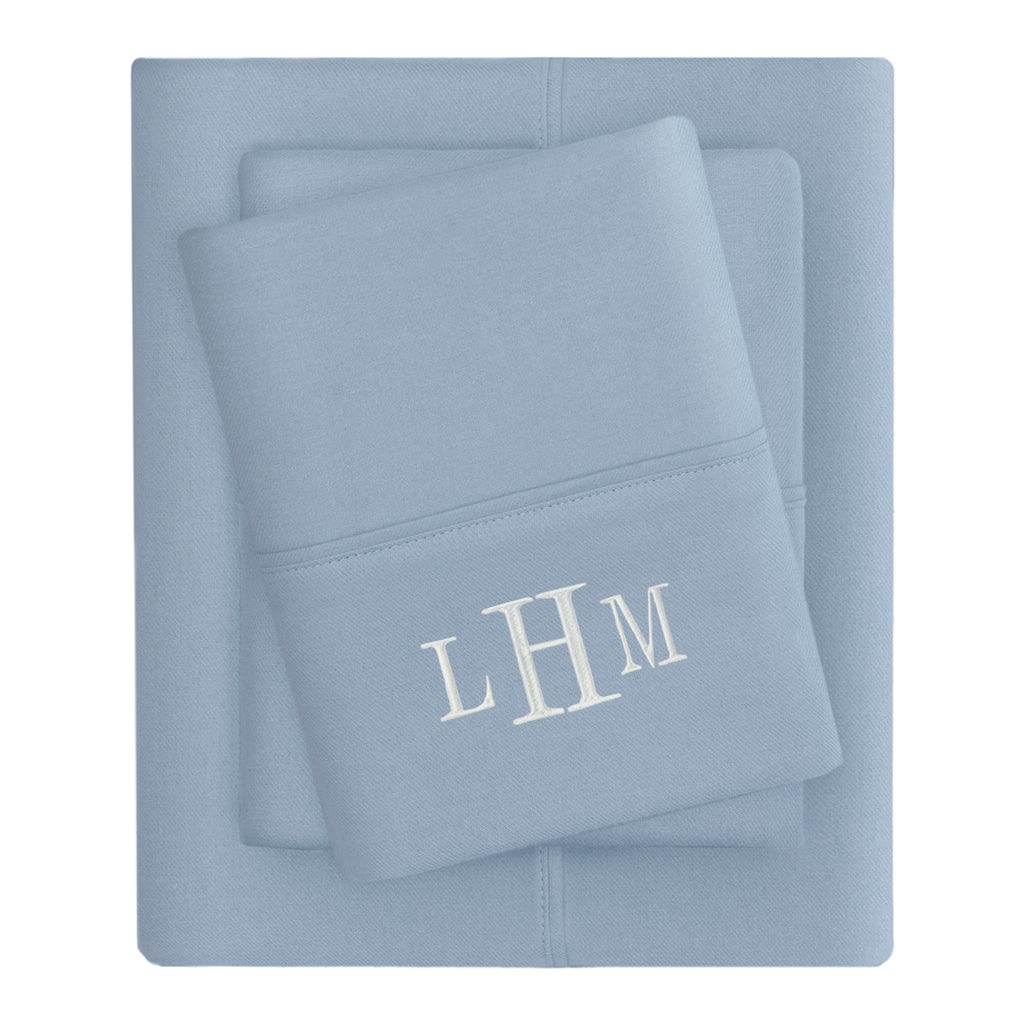 French Blue Flannel Pillowcase Pair