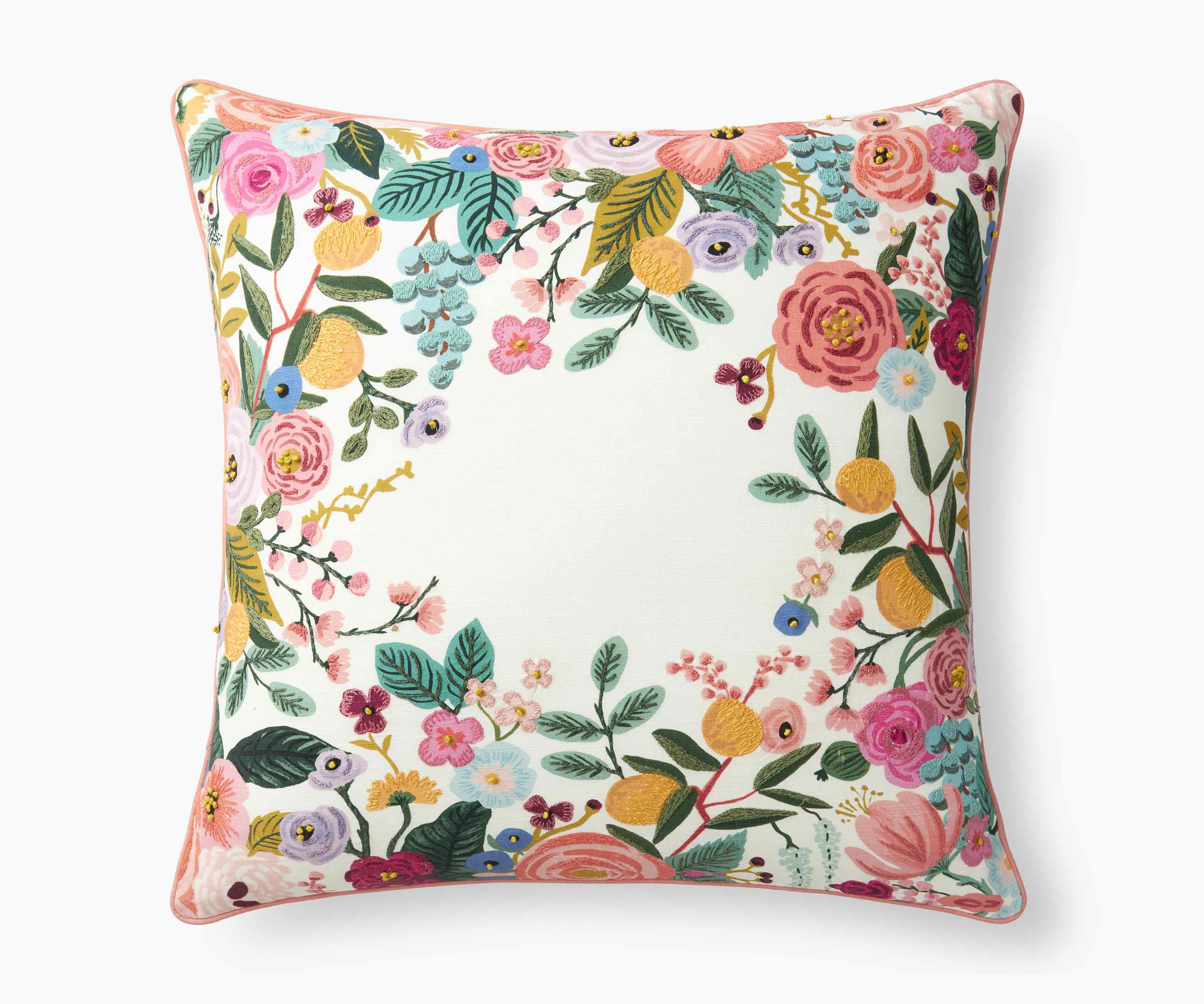 Embroidered Pillow Cover - Garden Party