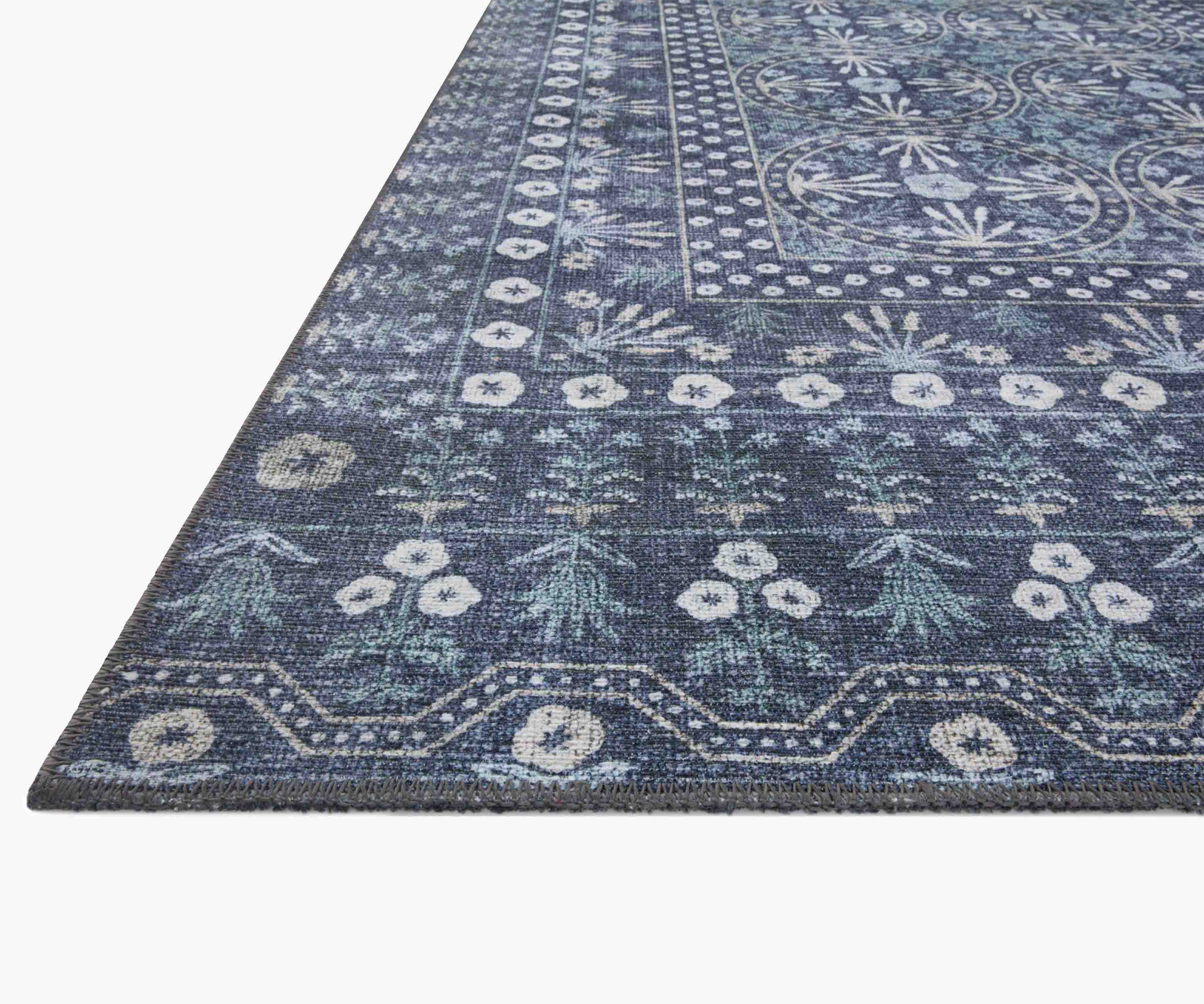 Maison Rosette Power Loomed Rug - Blue