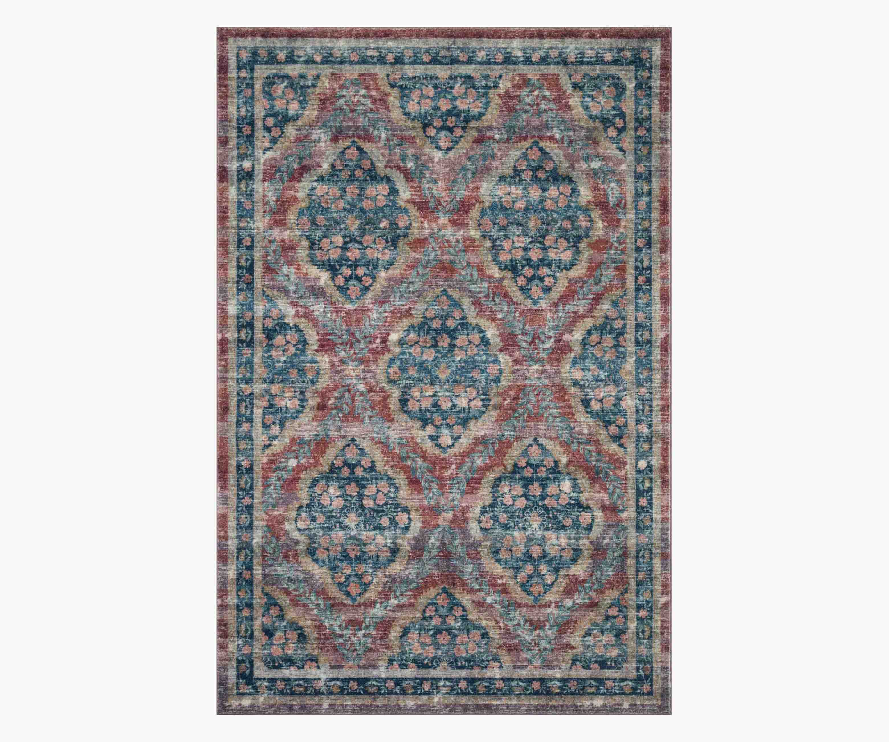 Courtyard Chateau Printed Rug - Red