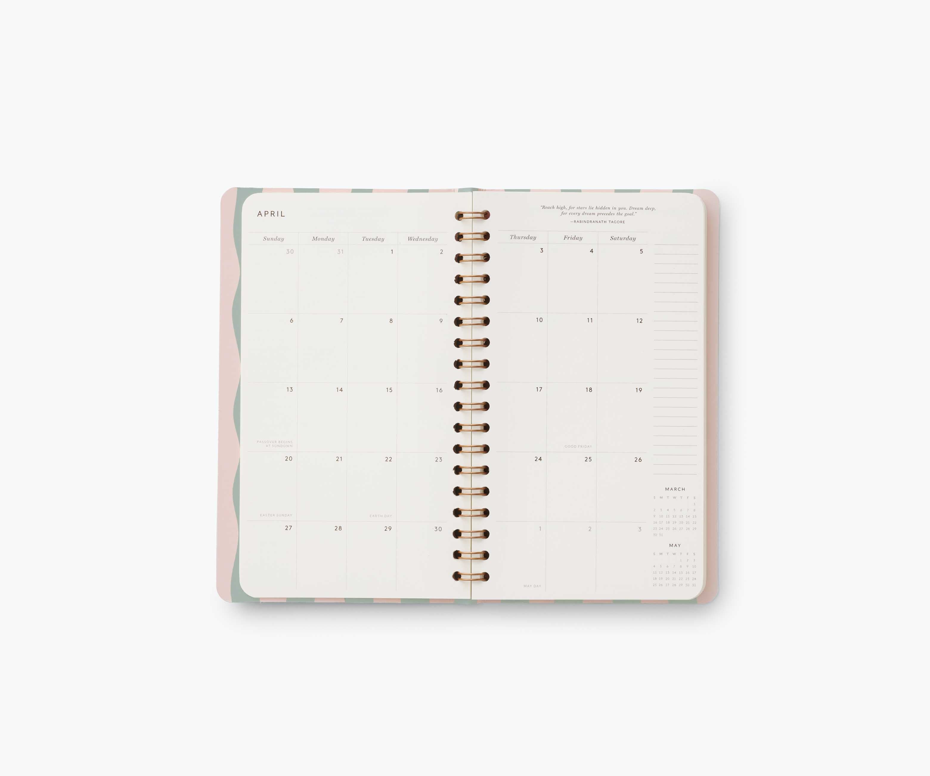 2025 12-Month Spiral Pocket Planner - Roses