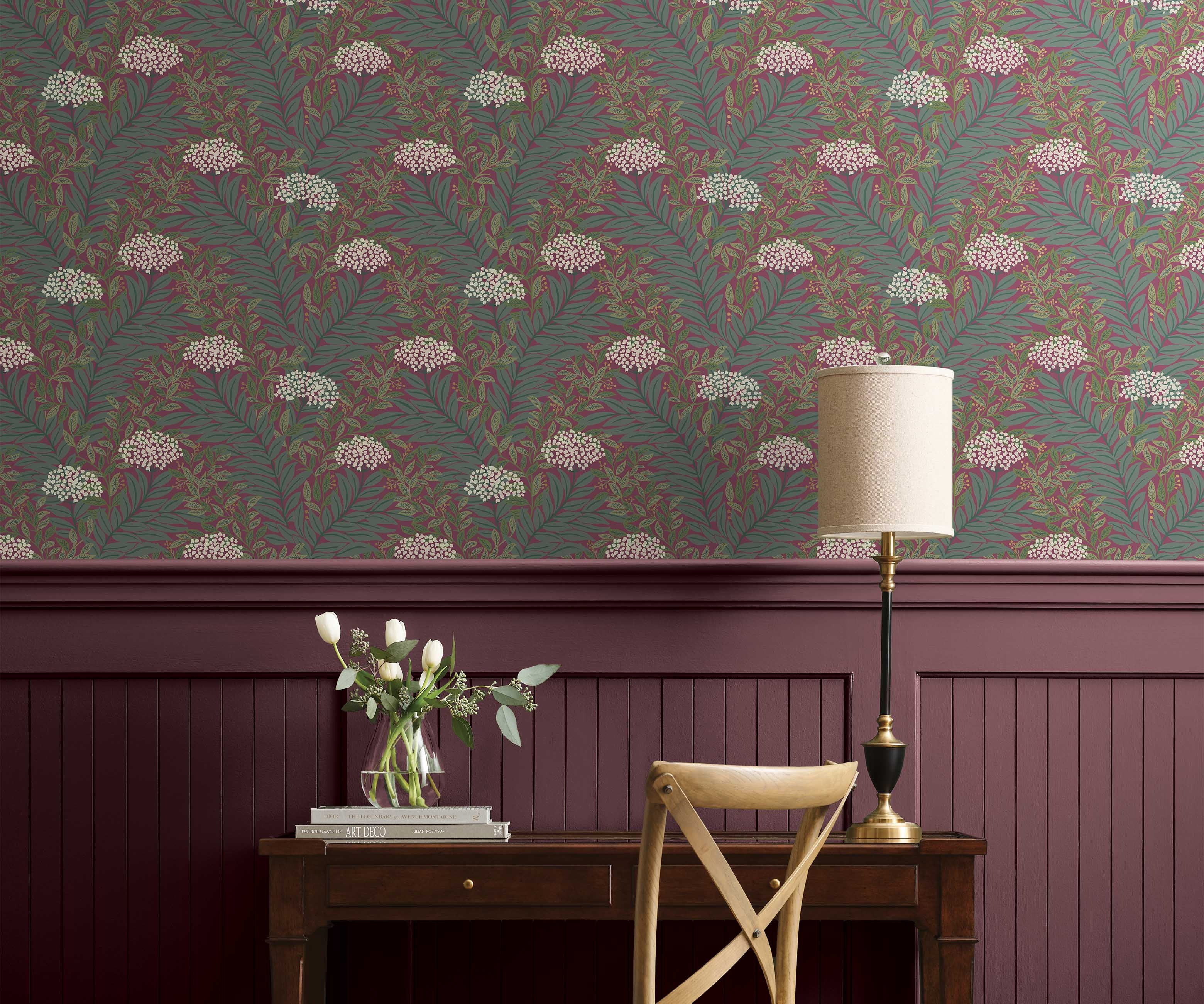 Highgrove Wallpaper Sample - Burgundy