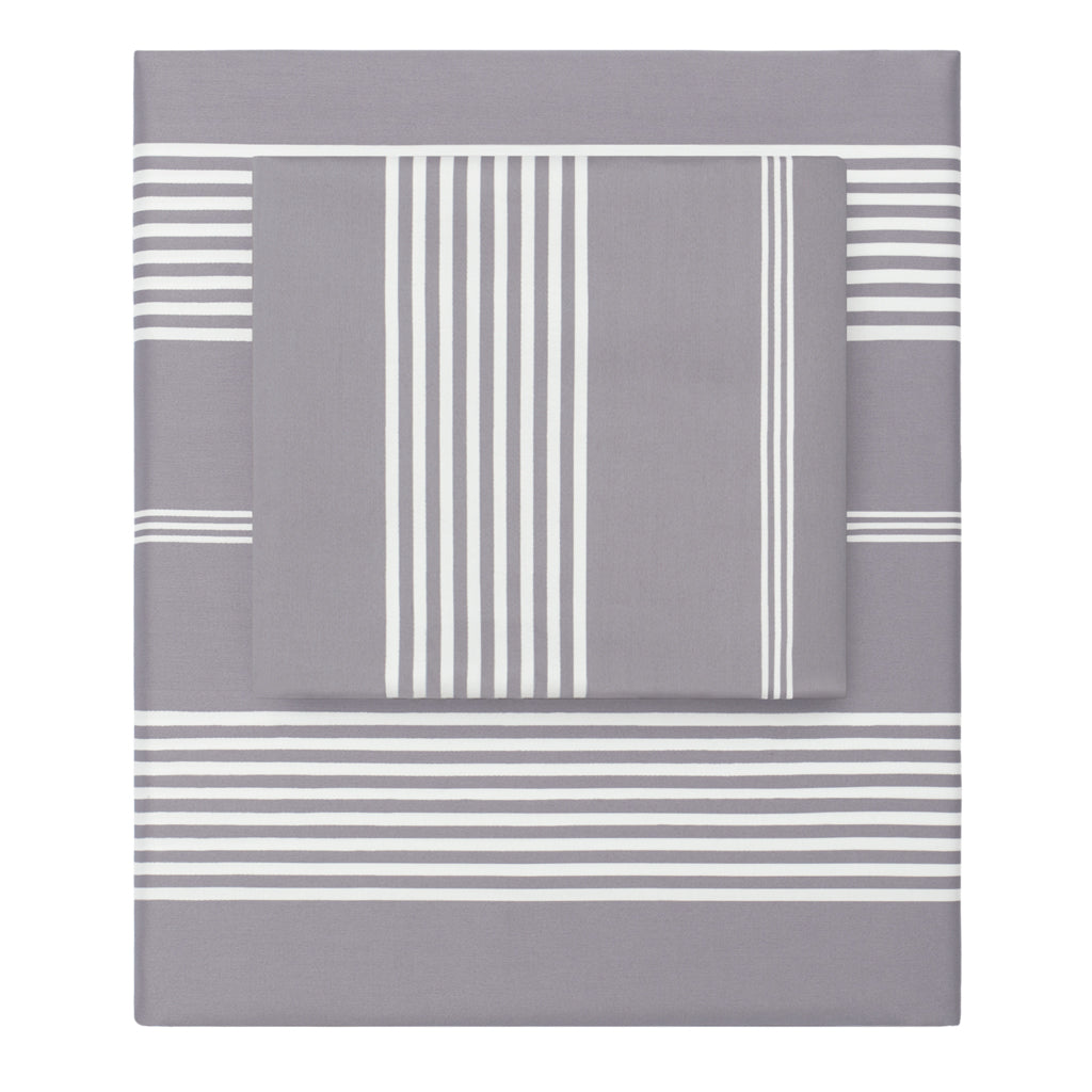 Grey Striped Seaport Fitted Sheet