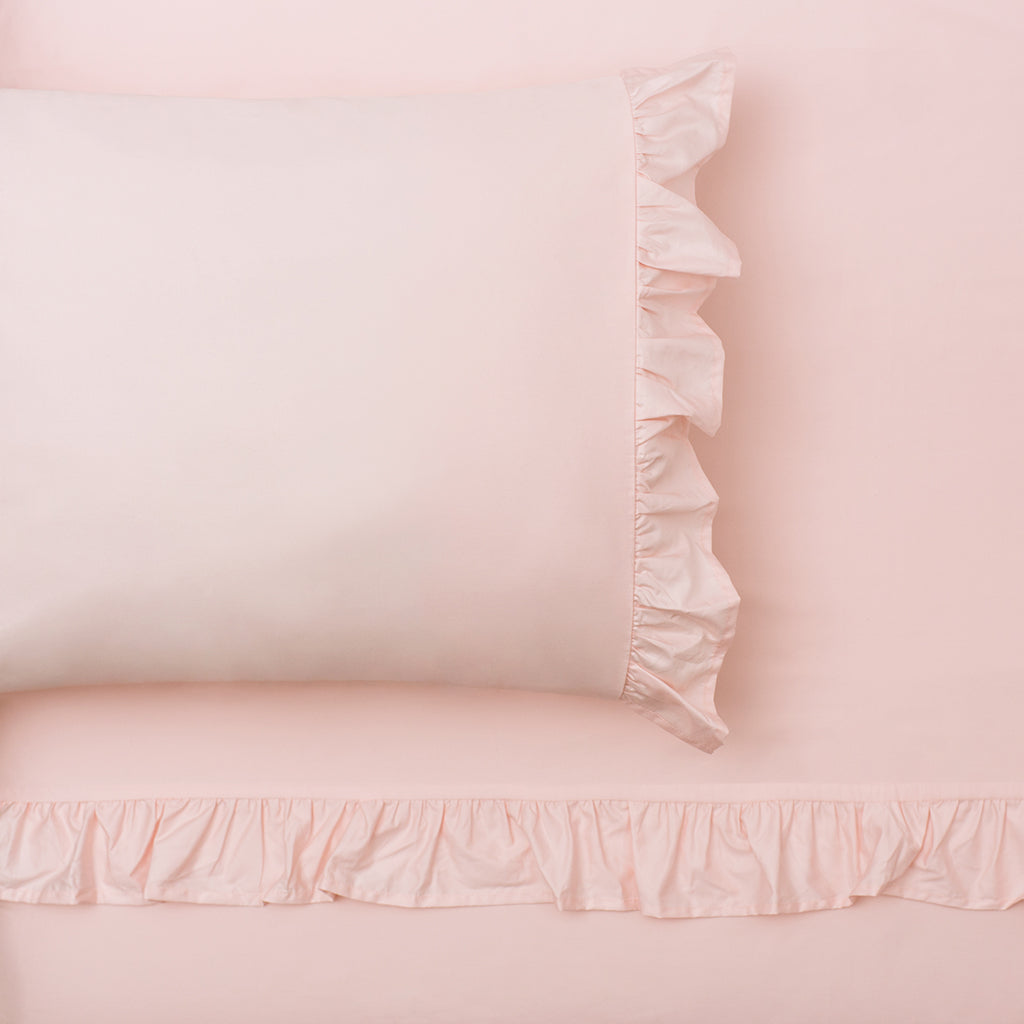 Pink Ruffle Sheet Set  (Fitted, Flat, & Pillow Cases)