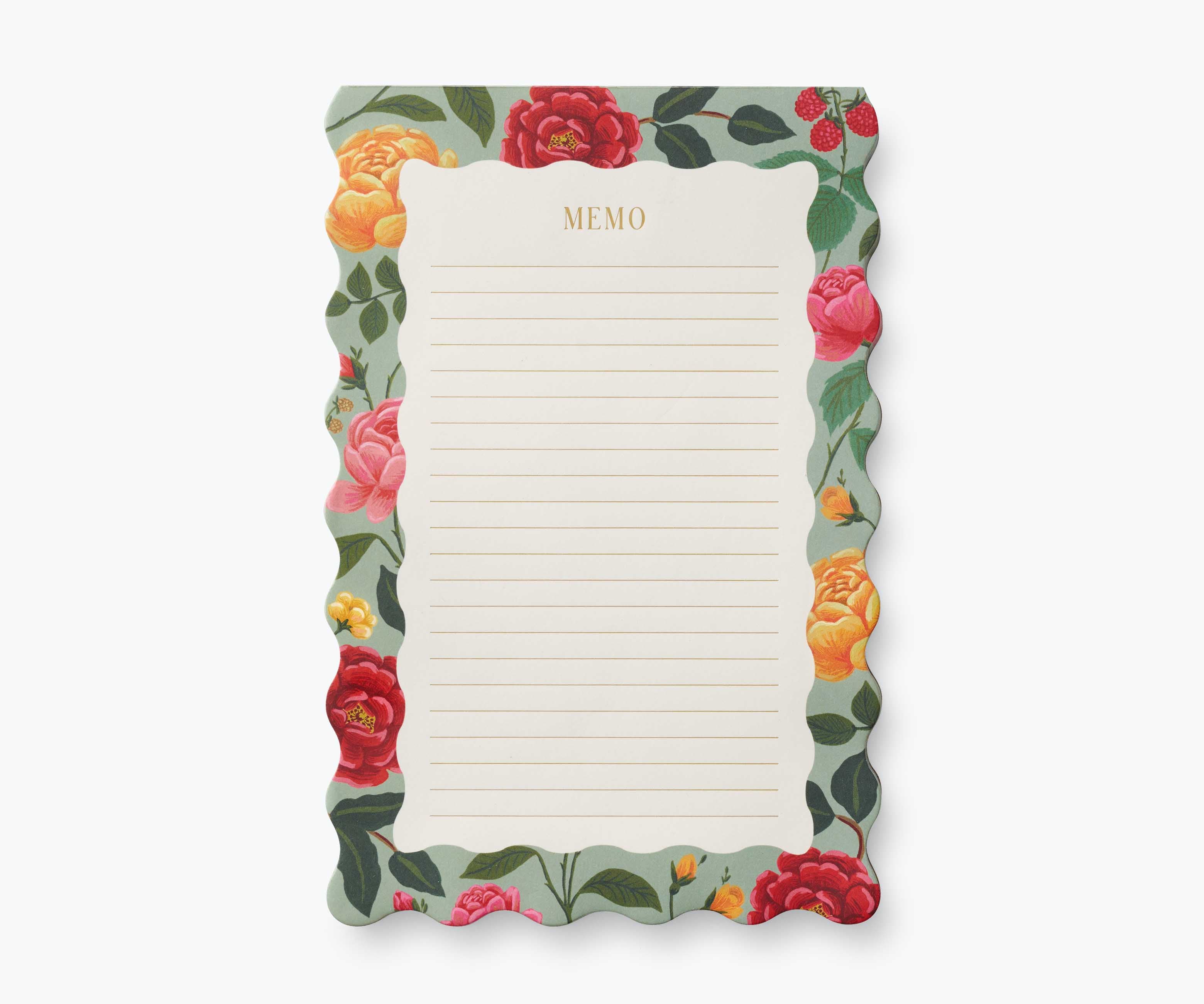 Large Memo Notepad - Roses