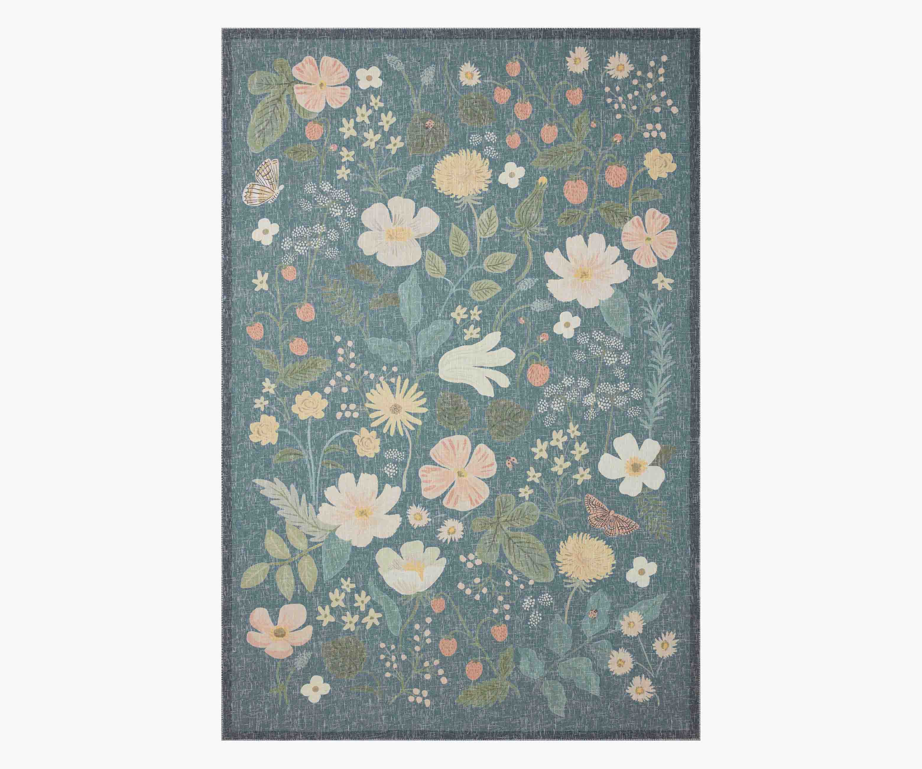 Cotswolds Strawberry Fields Power Loomed Rug - Teal