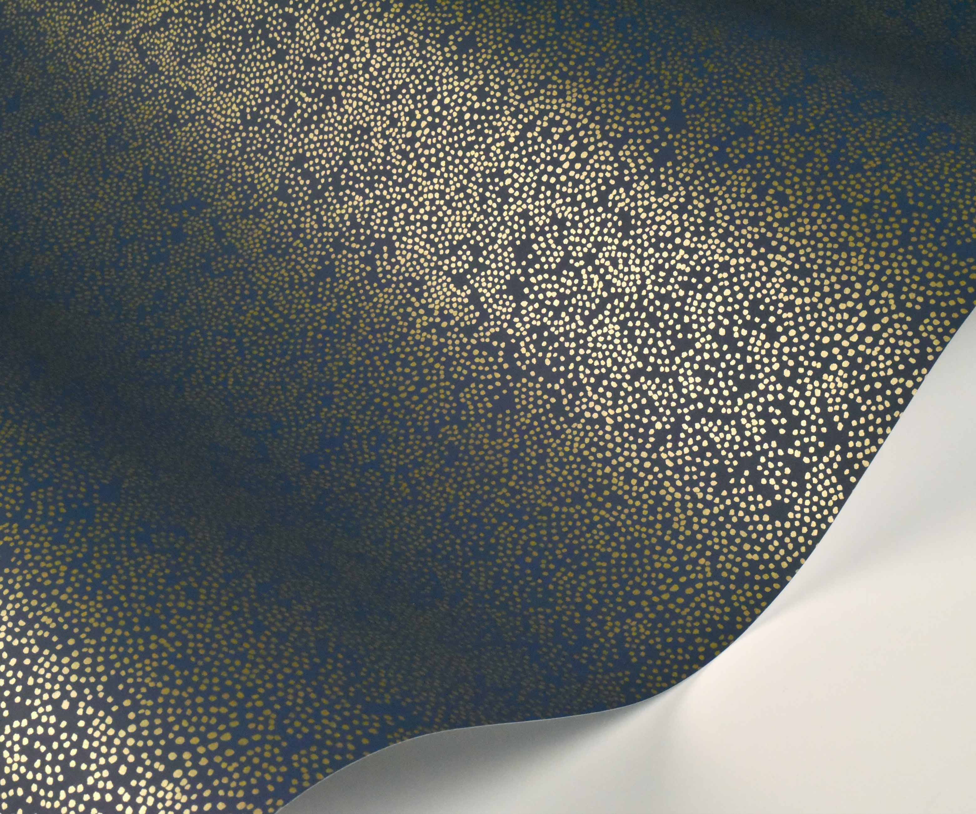 Champagne Dots Wallpaper - Metallic Gold & Navy