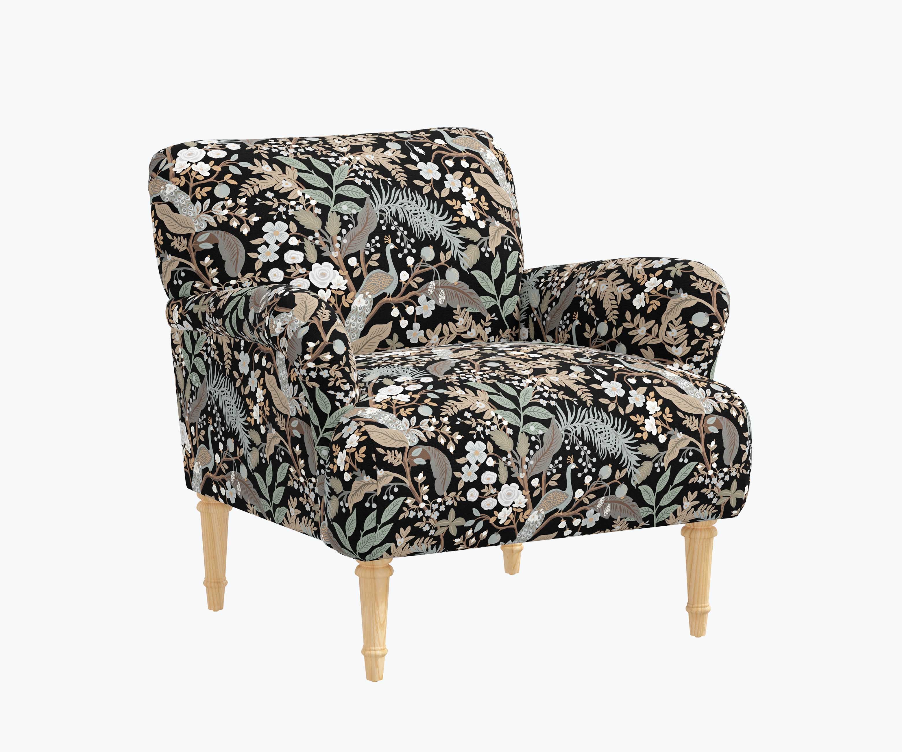 Bristol Armchair - Peacock Garden Black