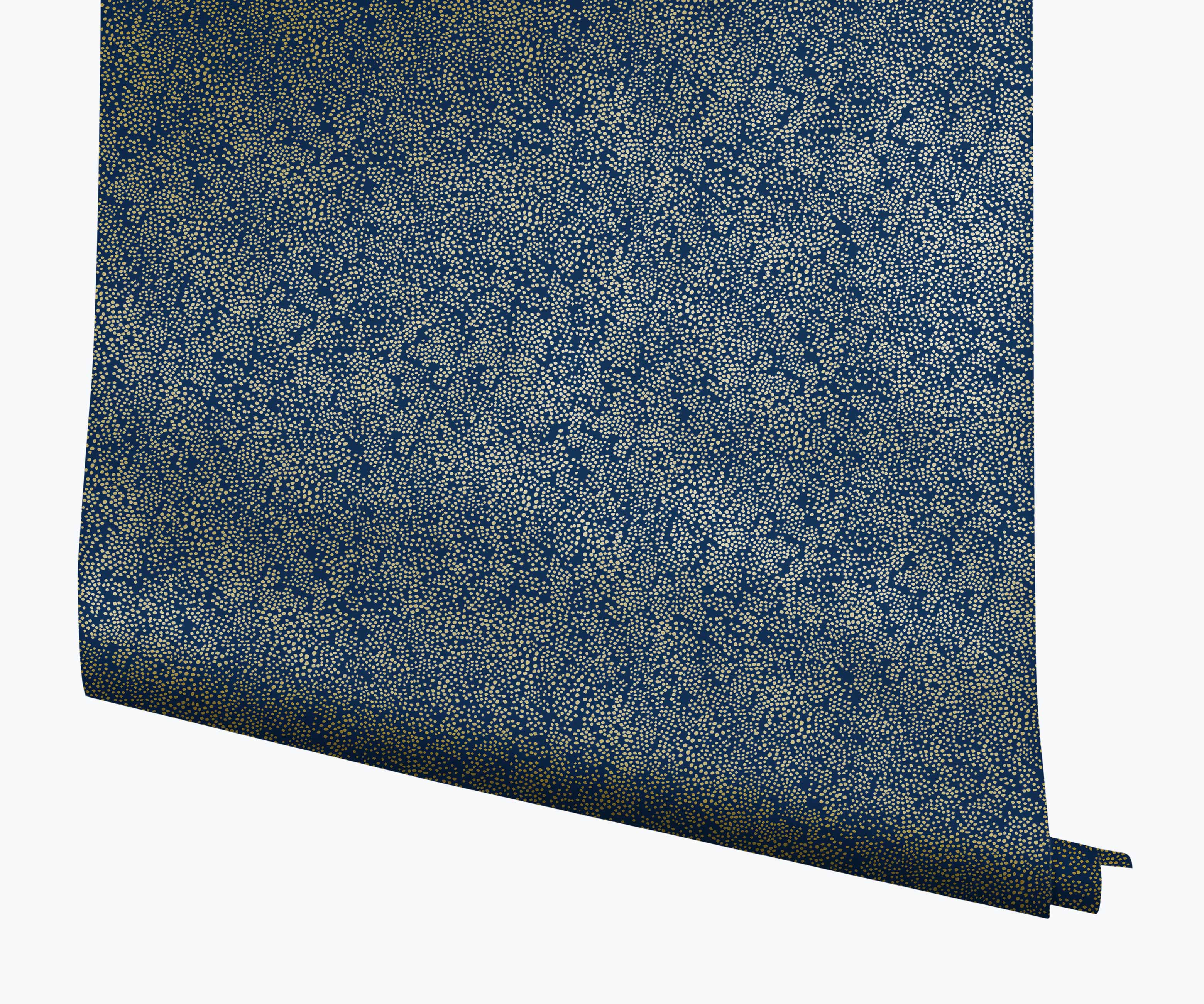 Champagne Dots Wallpaper - Metallic Gold & Navy