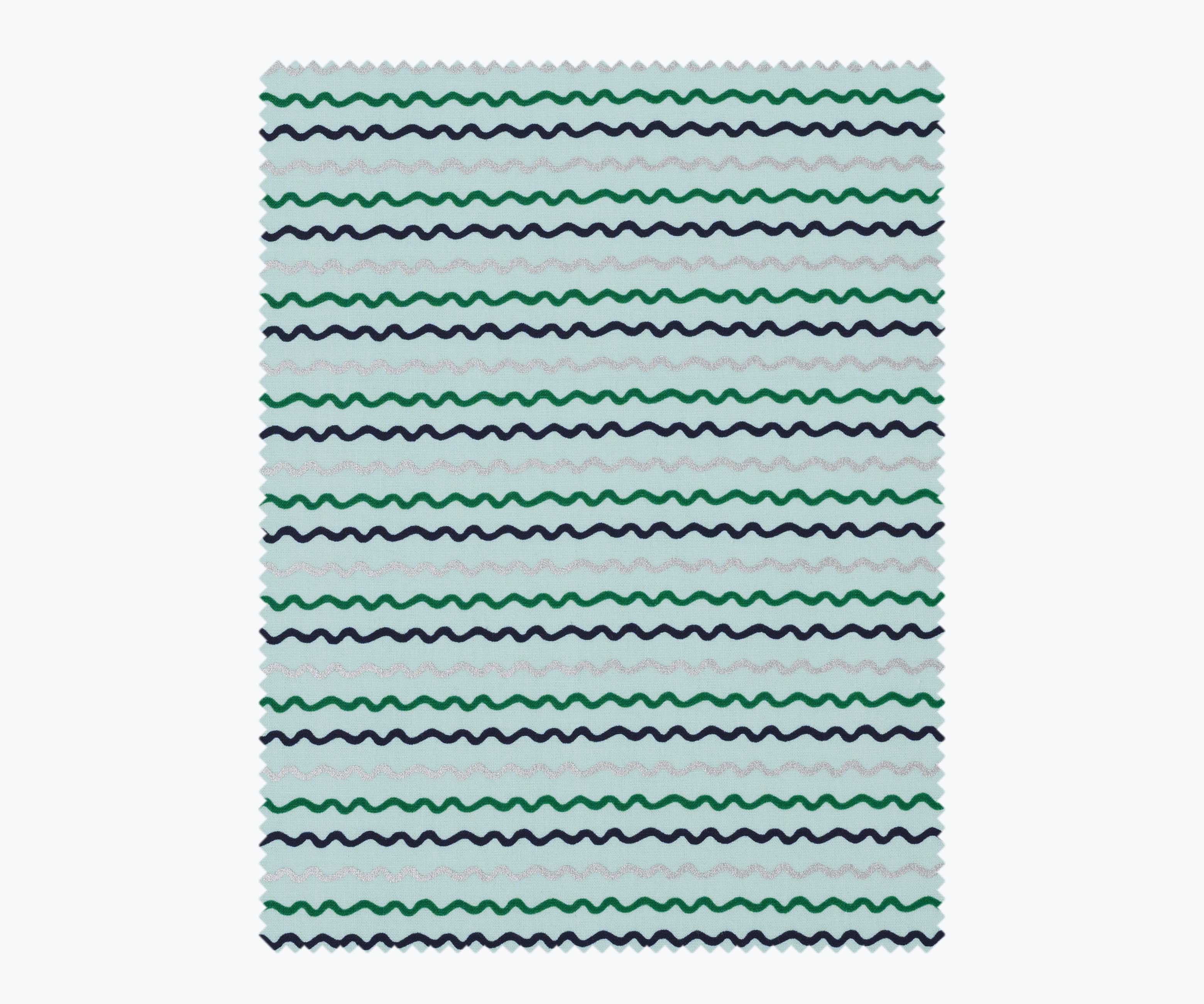 Ribbon Stripe Cotton Metallic Fabric - Mint