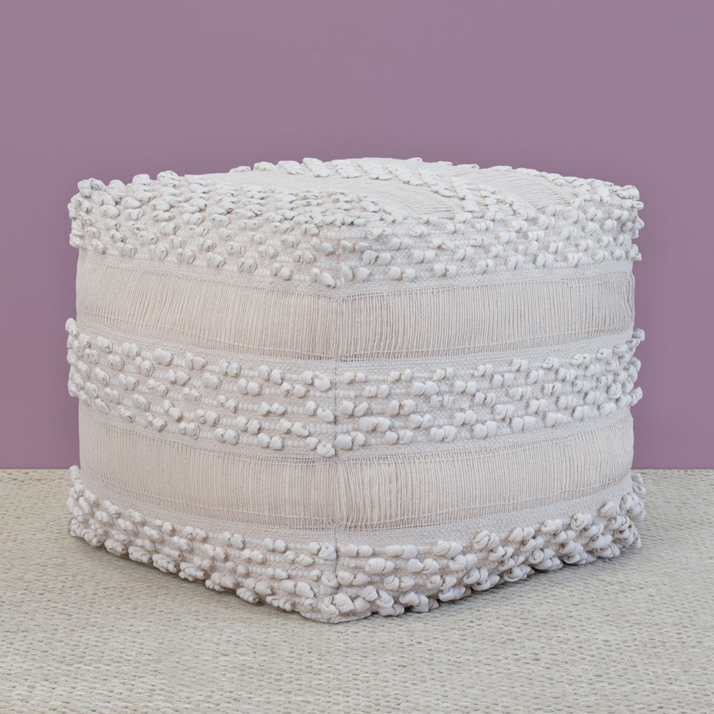 The Handwoven Stripe Moroccan Pouf