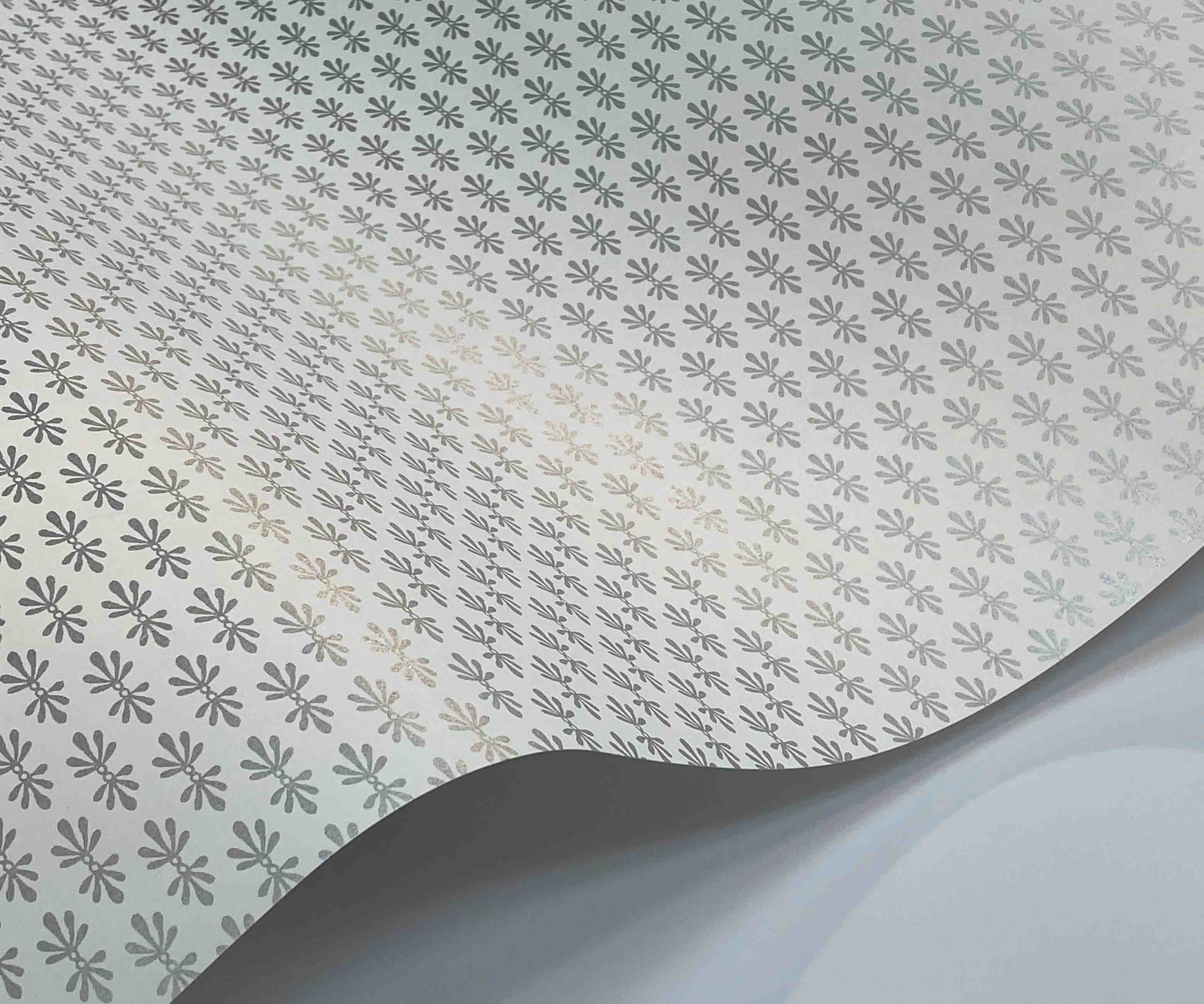 Petal Wallpaper Sample - White & Metallic Silver