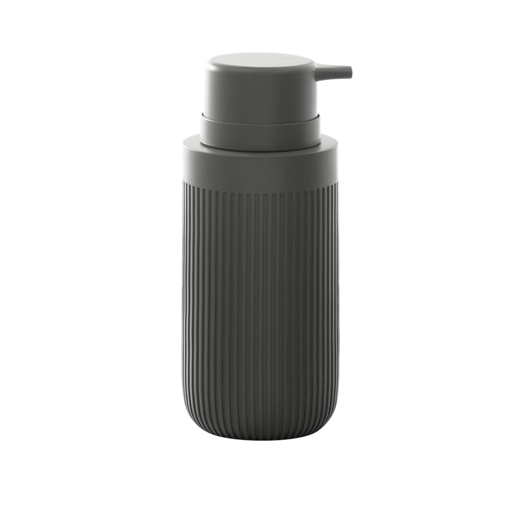 Modern Ribbed Grey Bath Accessories, Soap/Lotion Pump