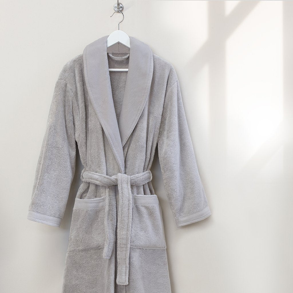 Light Grey Plush Cotton Bathrobe