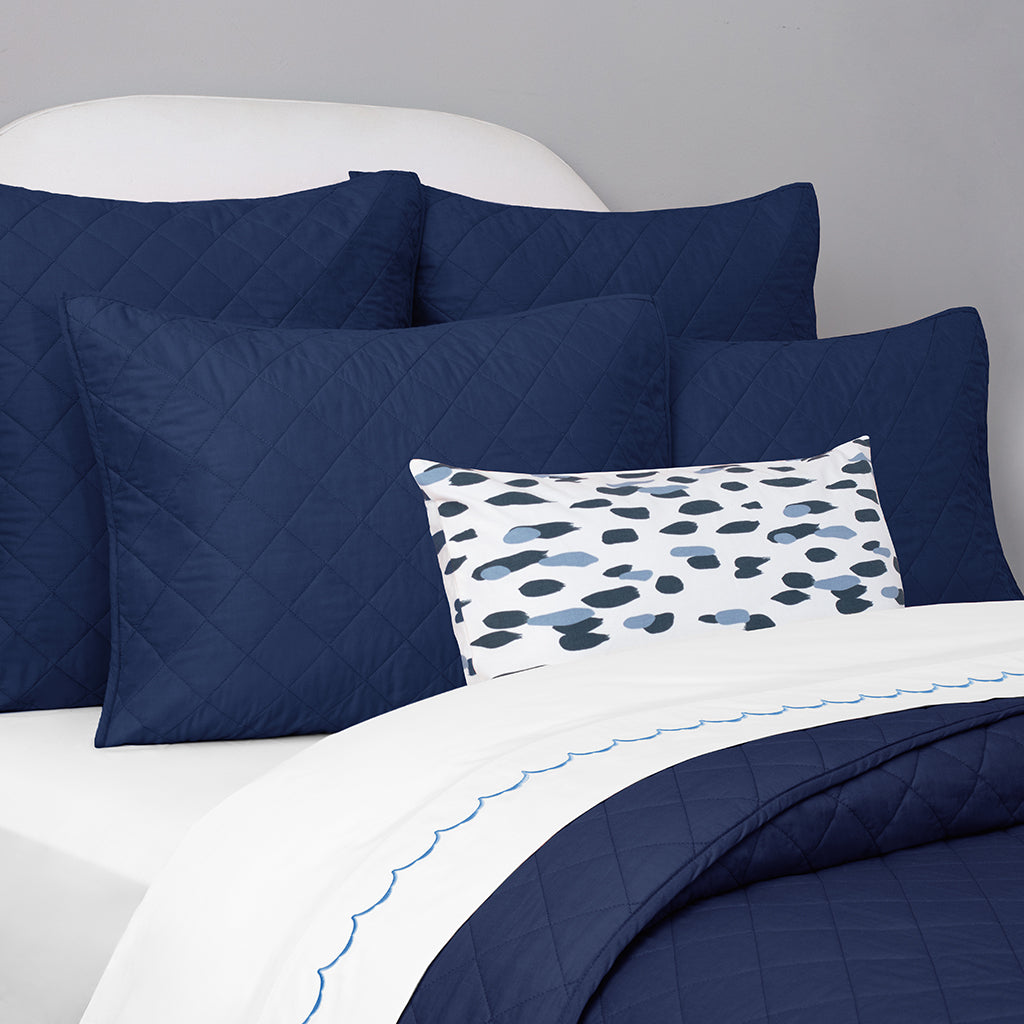 Navy Blue Diamond Quilt Sham Pair