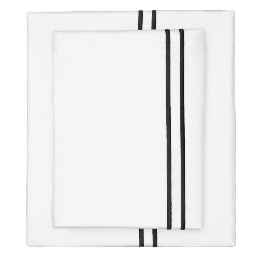 Black Lines Embroidered Sheet Set (Fitted, Flat, & Pillow Cases)