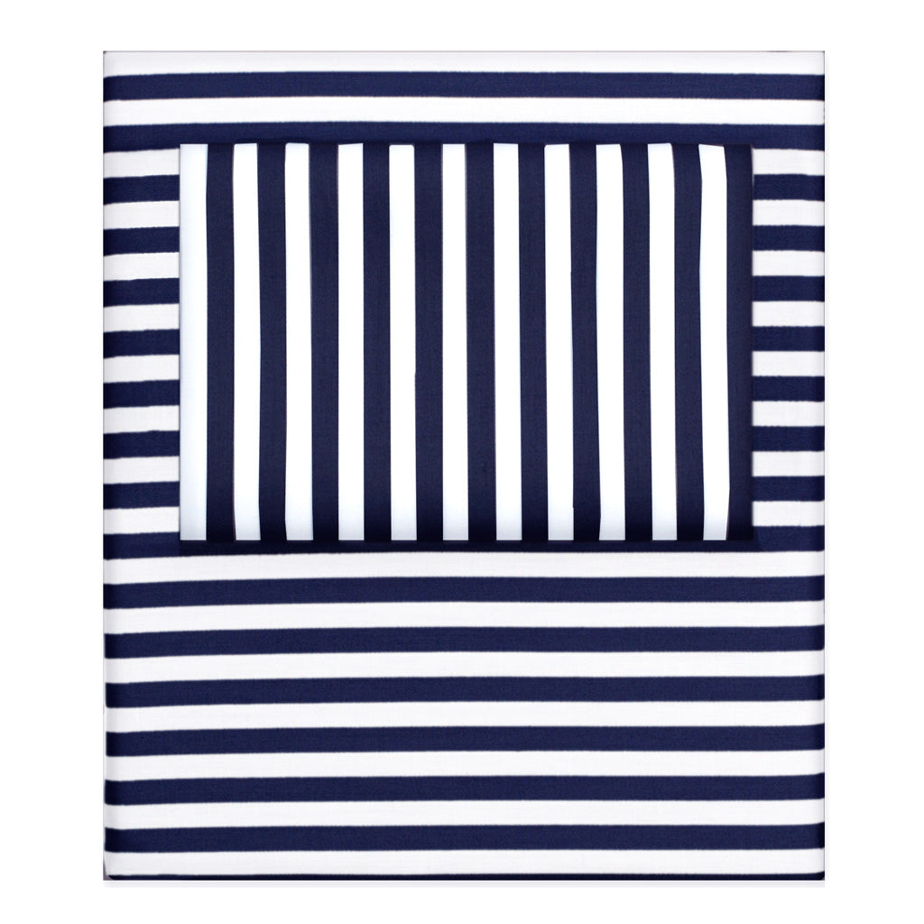 Navy Blue Striped Sheet Set 2 (Fitted & Pillow Cases)