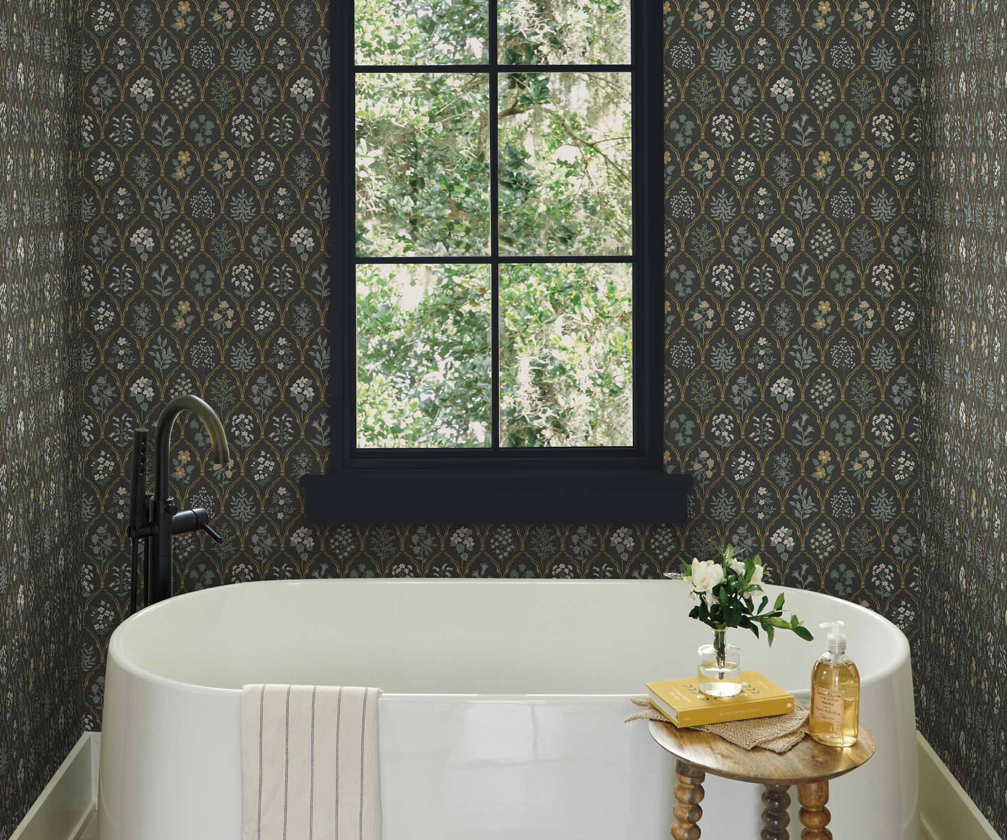 Hawthorne Wallpaper Sample - Black Linen