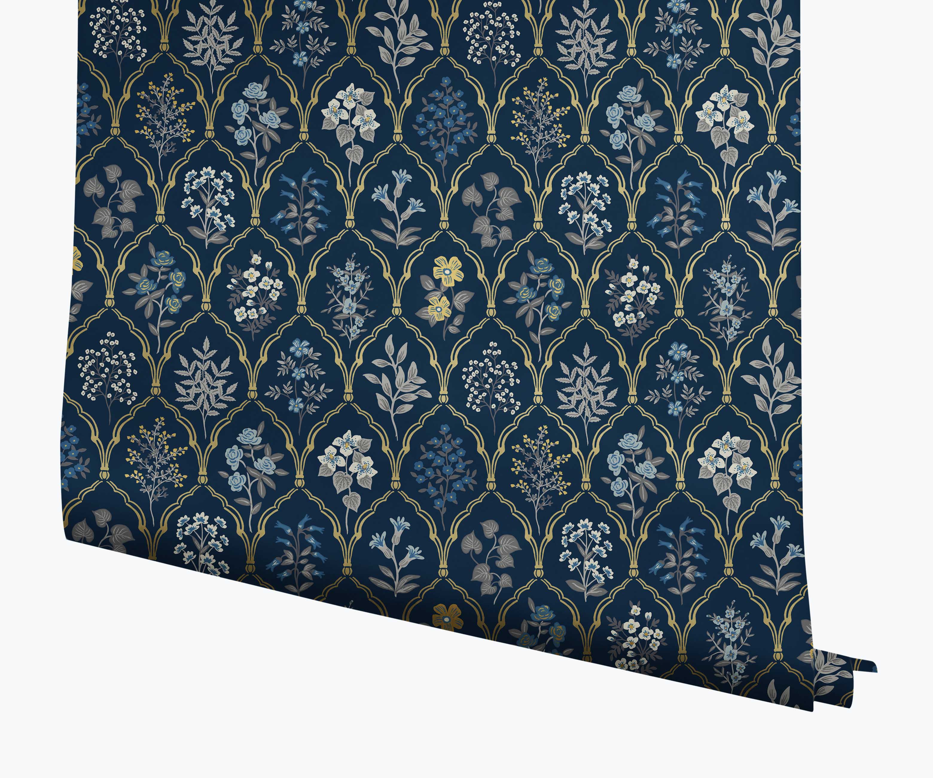 Hawthorne Wallpaper - Navy & Gold