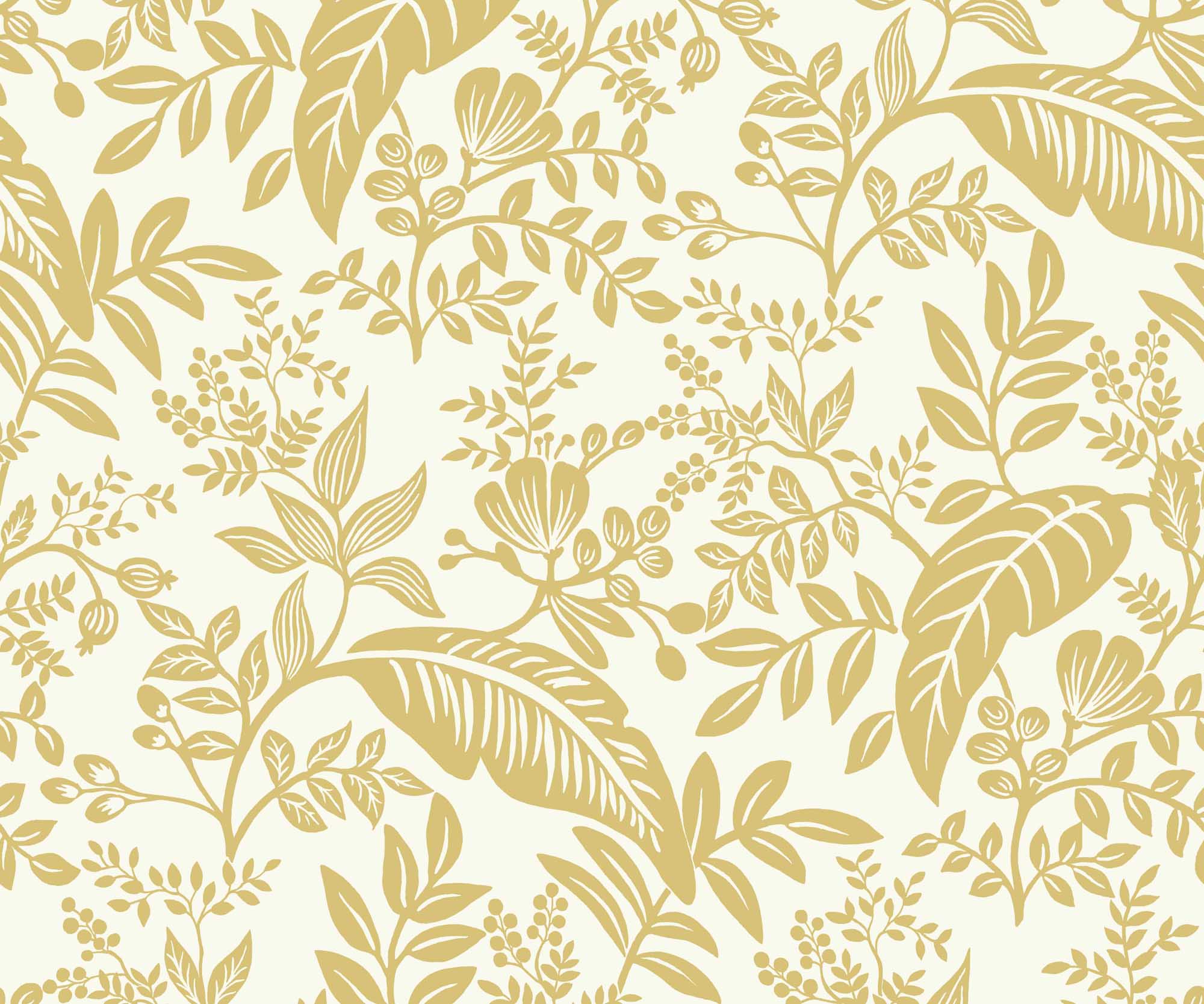 Canopy Wallpaper - Metallic Gold & White