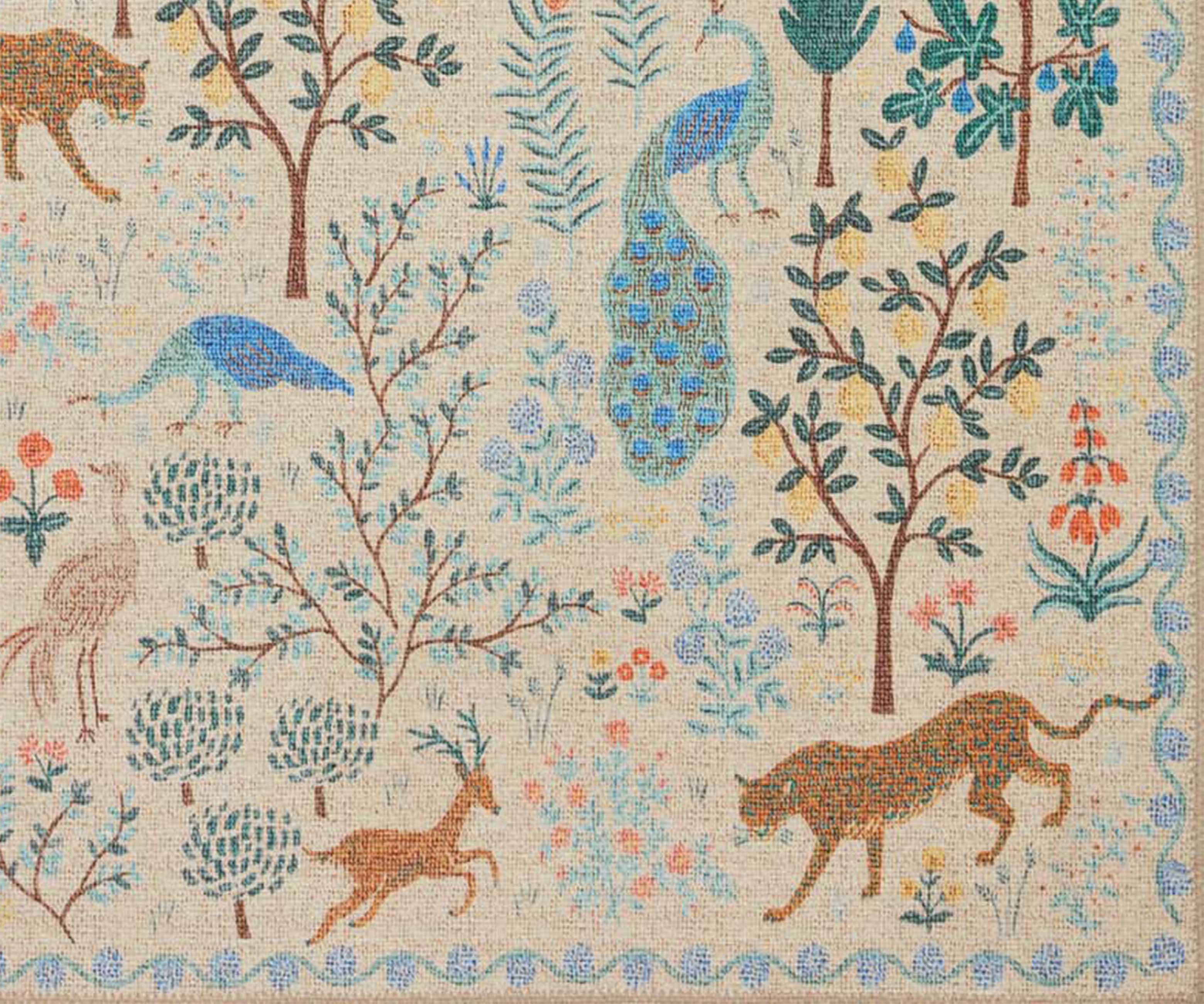 Menagerie Forest Printed Rug - Cream