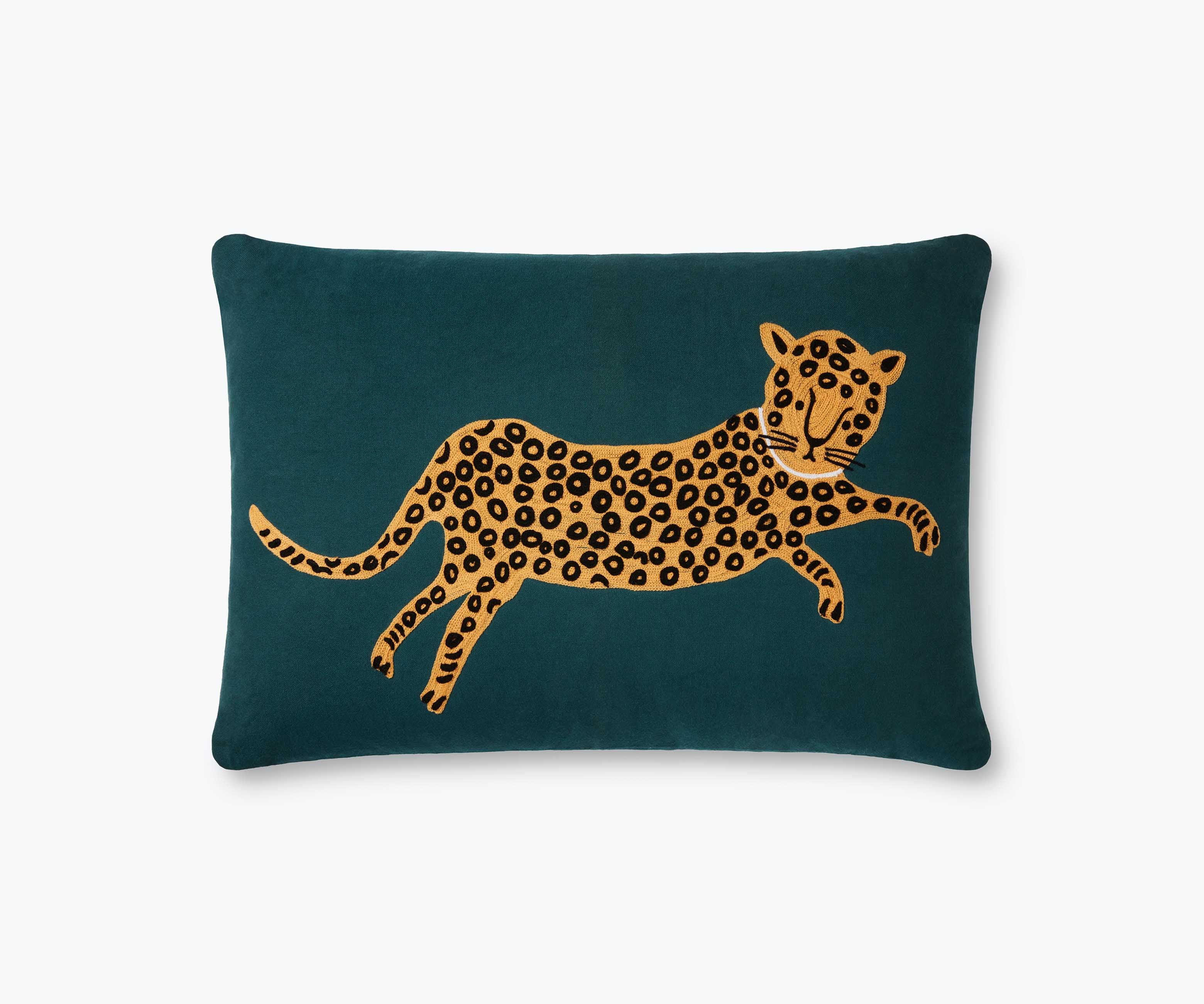 Leopard Embroidered Pillow - Metallic Gold