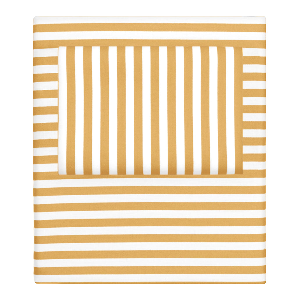 Ochre Striped Flat Sheet