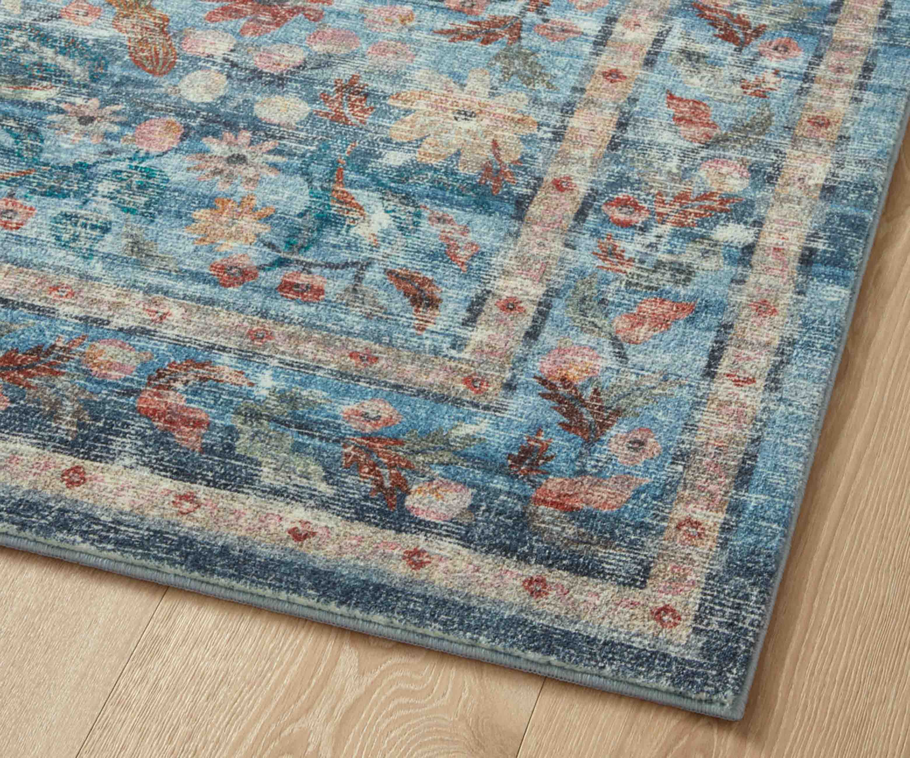 Courtyard Eve Printed Rug - Blue