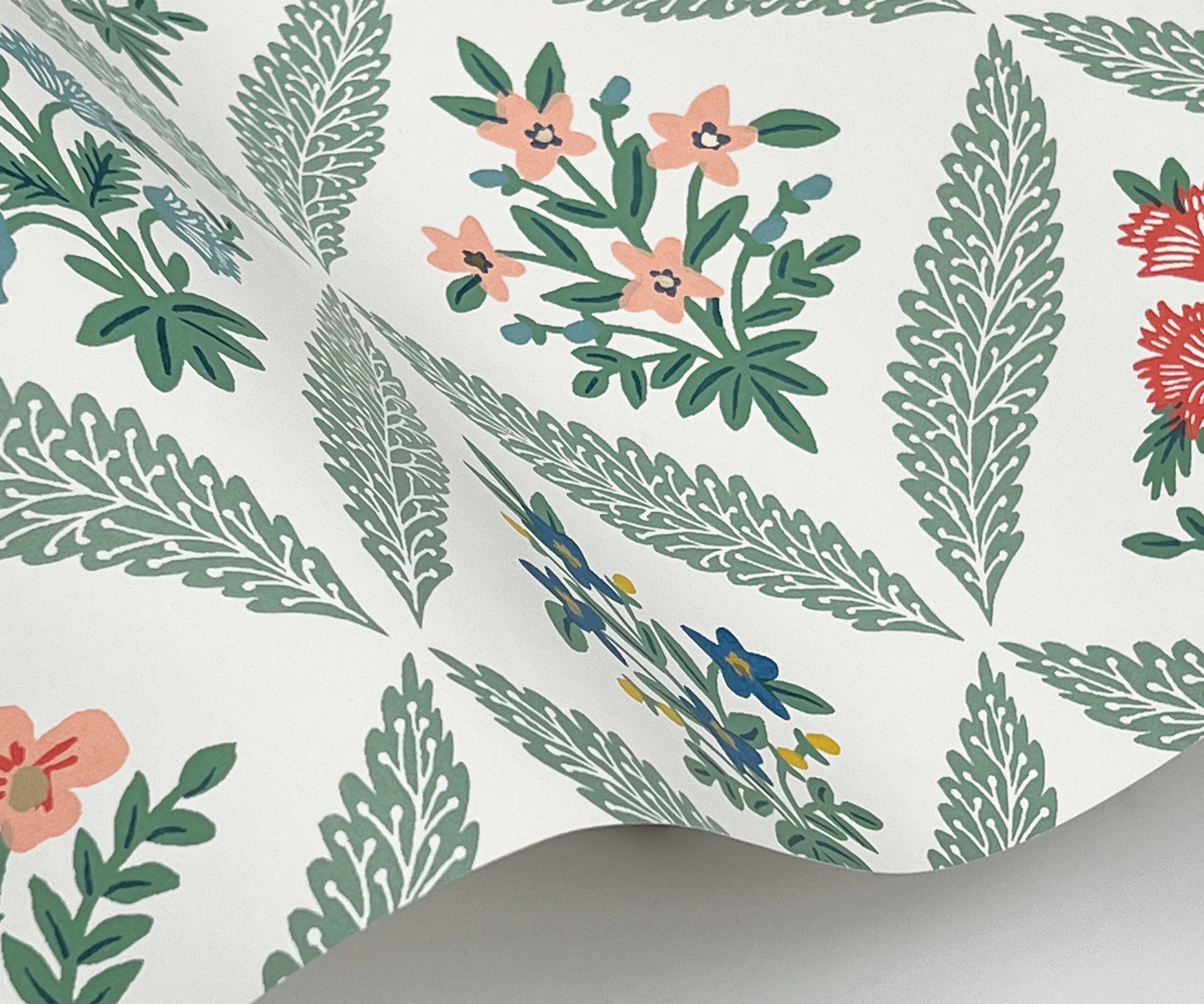 Estee Garden Wallpaper Sample - Sage Multi