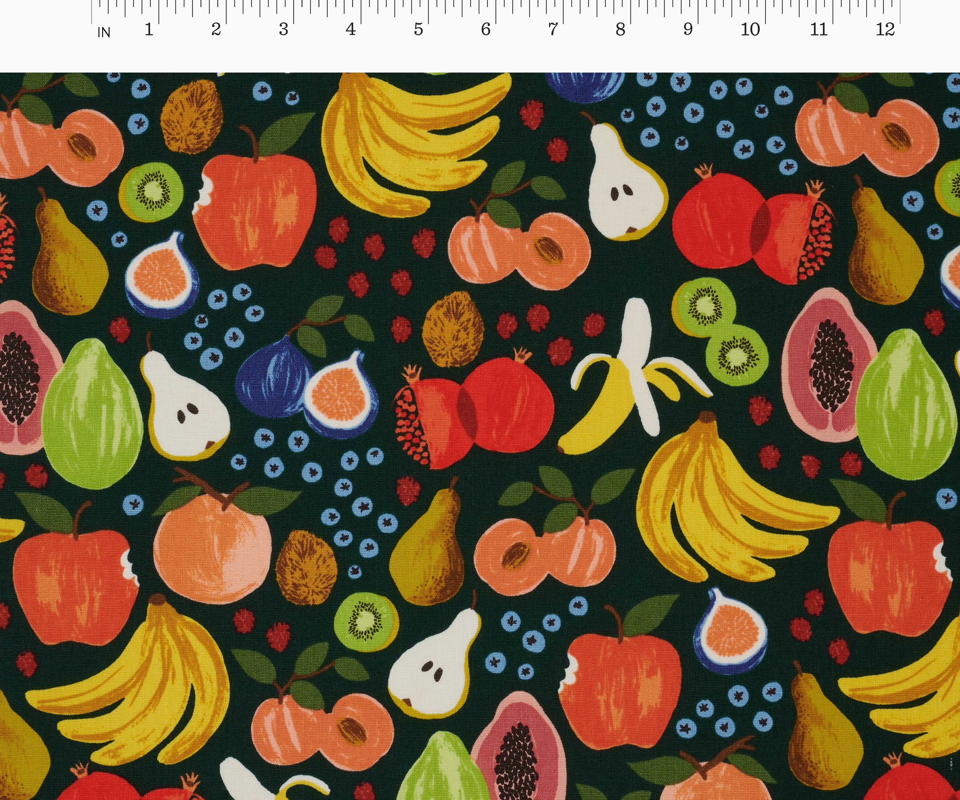 Fruit Stand Canvas Fabric - Hunter