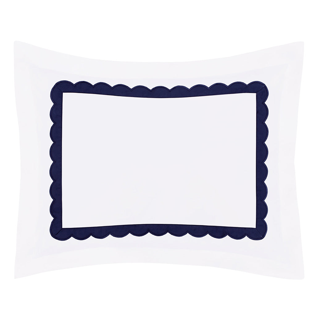 Camellia Navy Scalloped Percale Sham