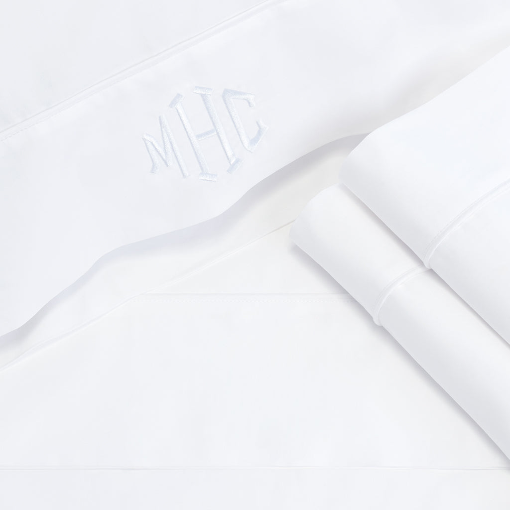 Bright White 400 Thread Count Percale Cotton Fitted Sheet