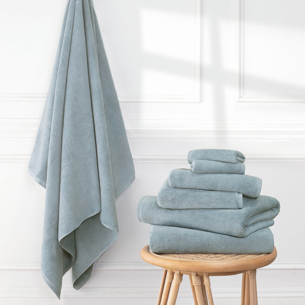 Plush Coastal Blue Hand Towel